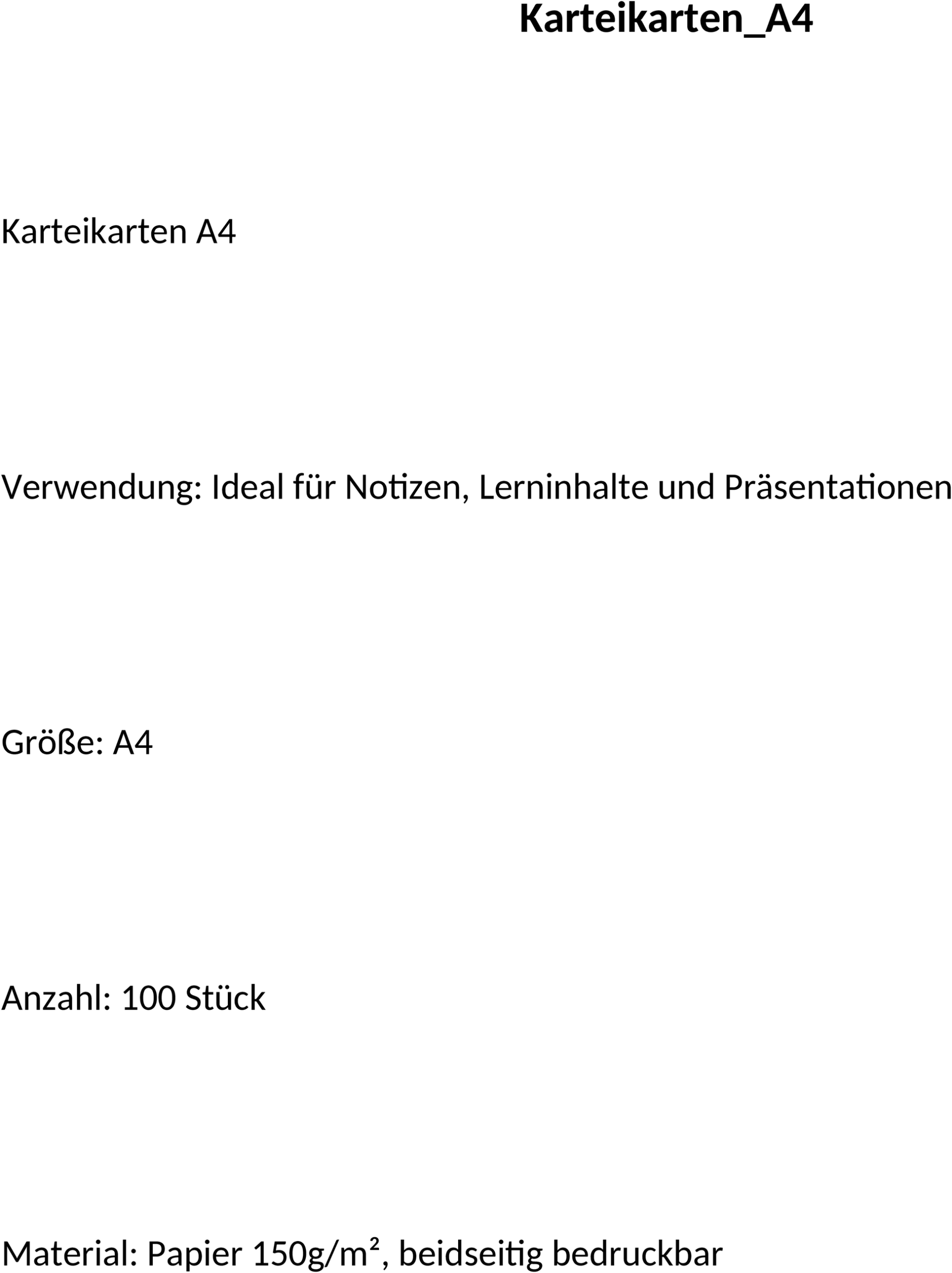 Word Vorlage Karteikarten A4