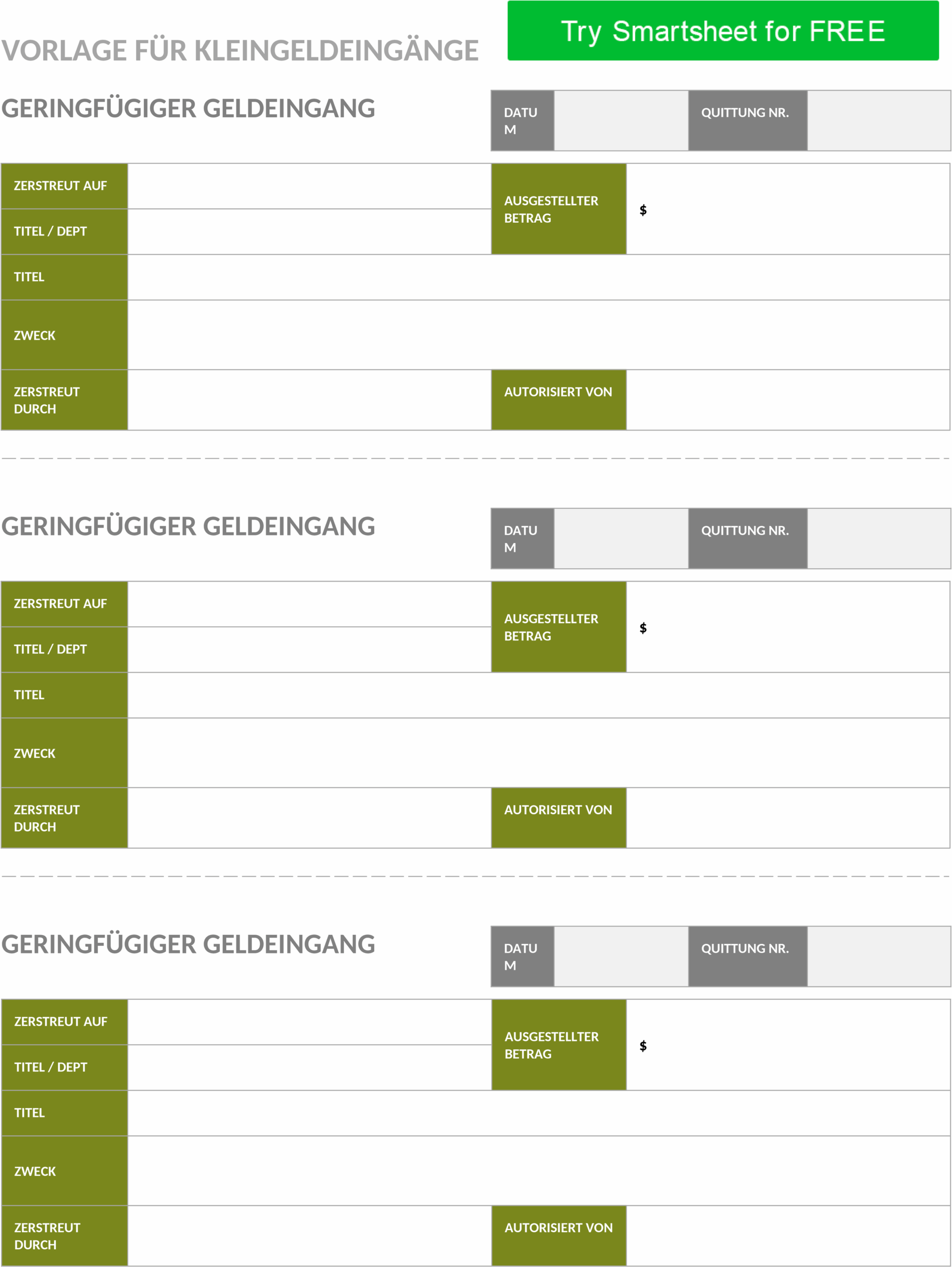 Word-Vorlage Kassenbeleg für Buchhaltung