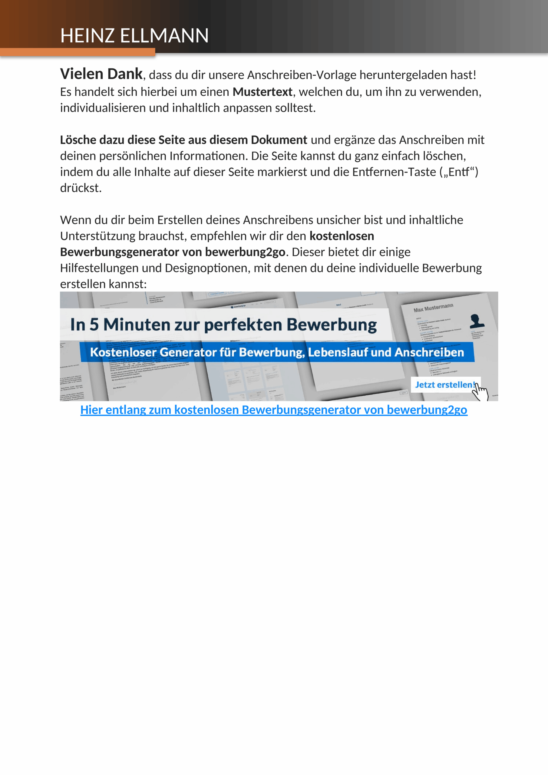 Word-Vorlage für Kaufmännisches Anschreiben