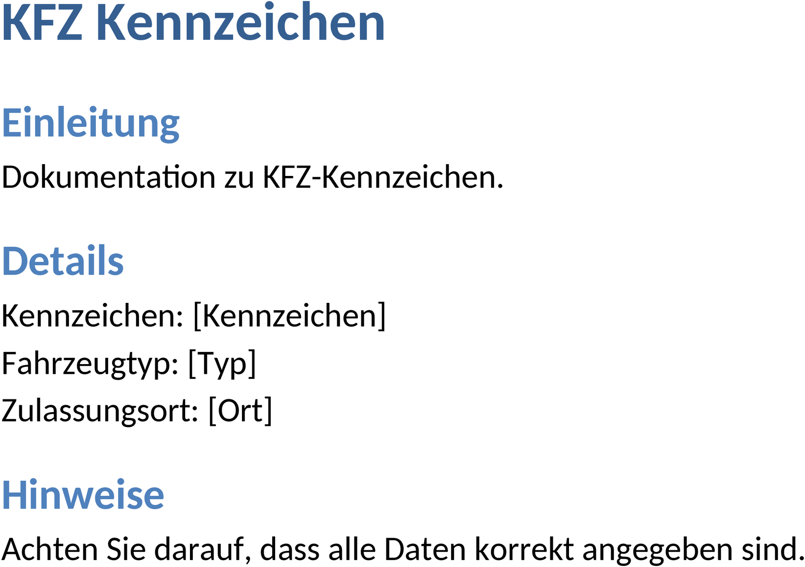 Word-Vorlage KFZ-Kennzeichen