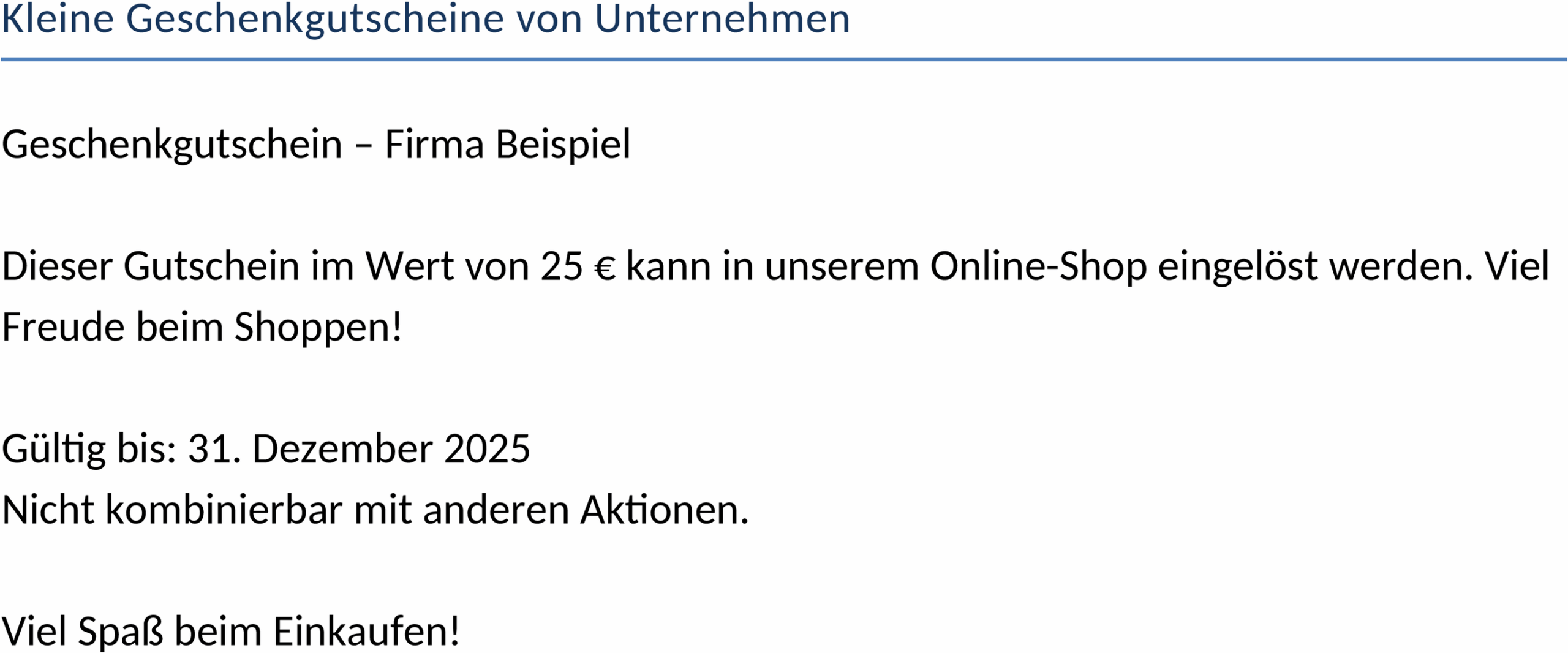 Word-Vorlage für Kleine Geschenkgutscheine von Unternehmen
