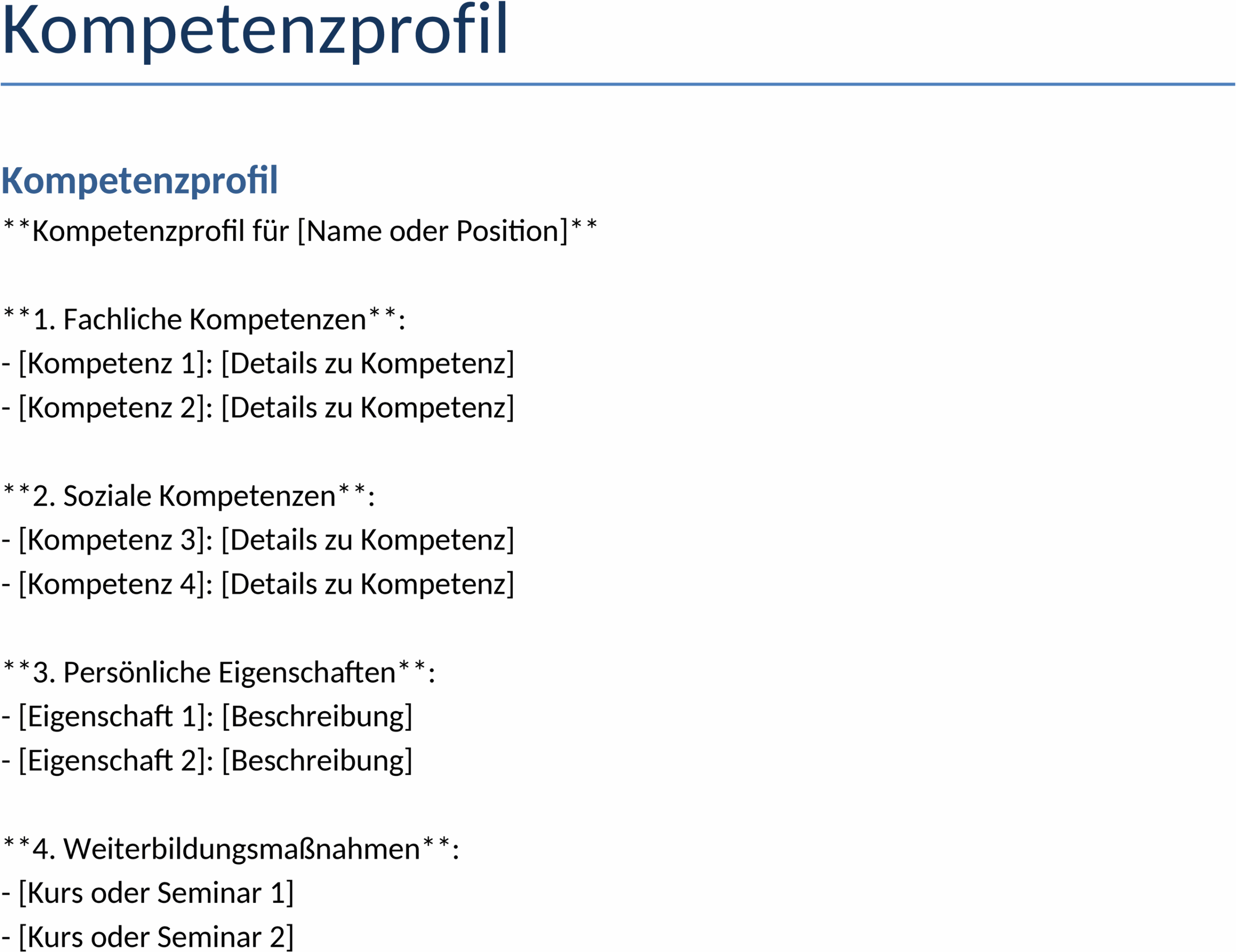 Word-Vorlage für Kompetenzprofil