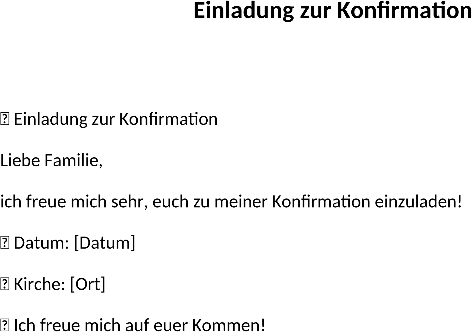 Word Vorlage Konfirmation Einladung