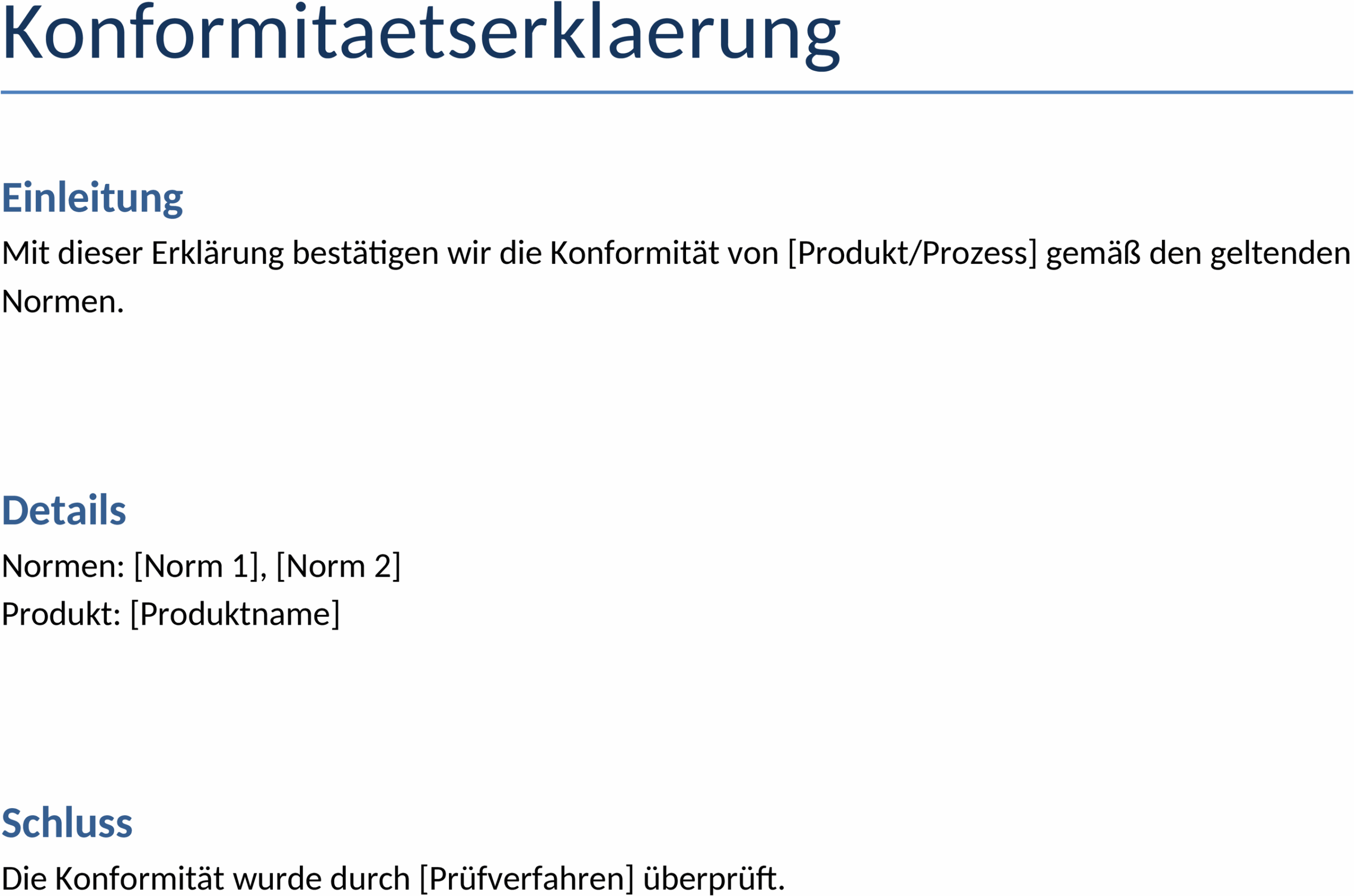 Word-Vorlage Konformitätserklärung