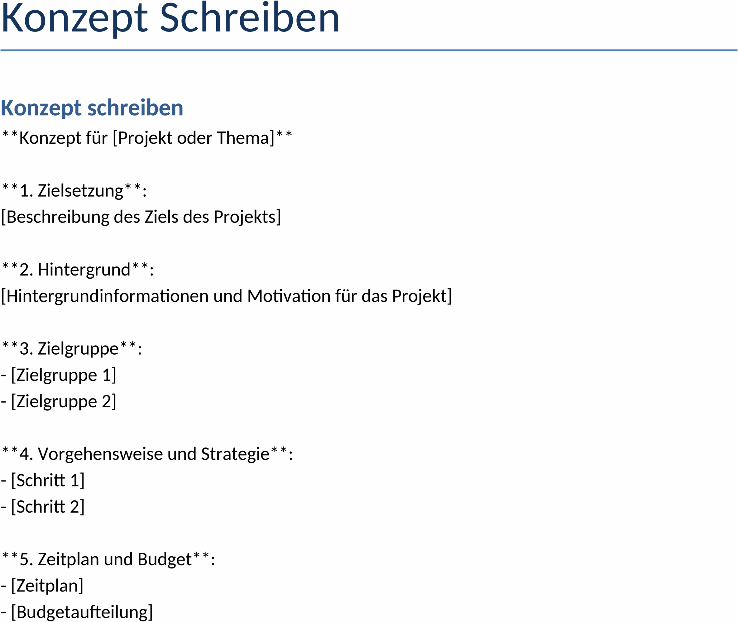 Word Vorlage Konzept Schreiben