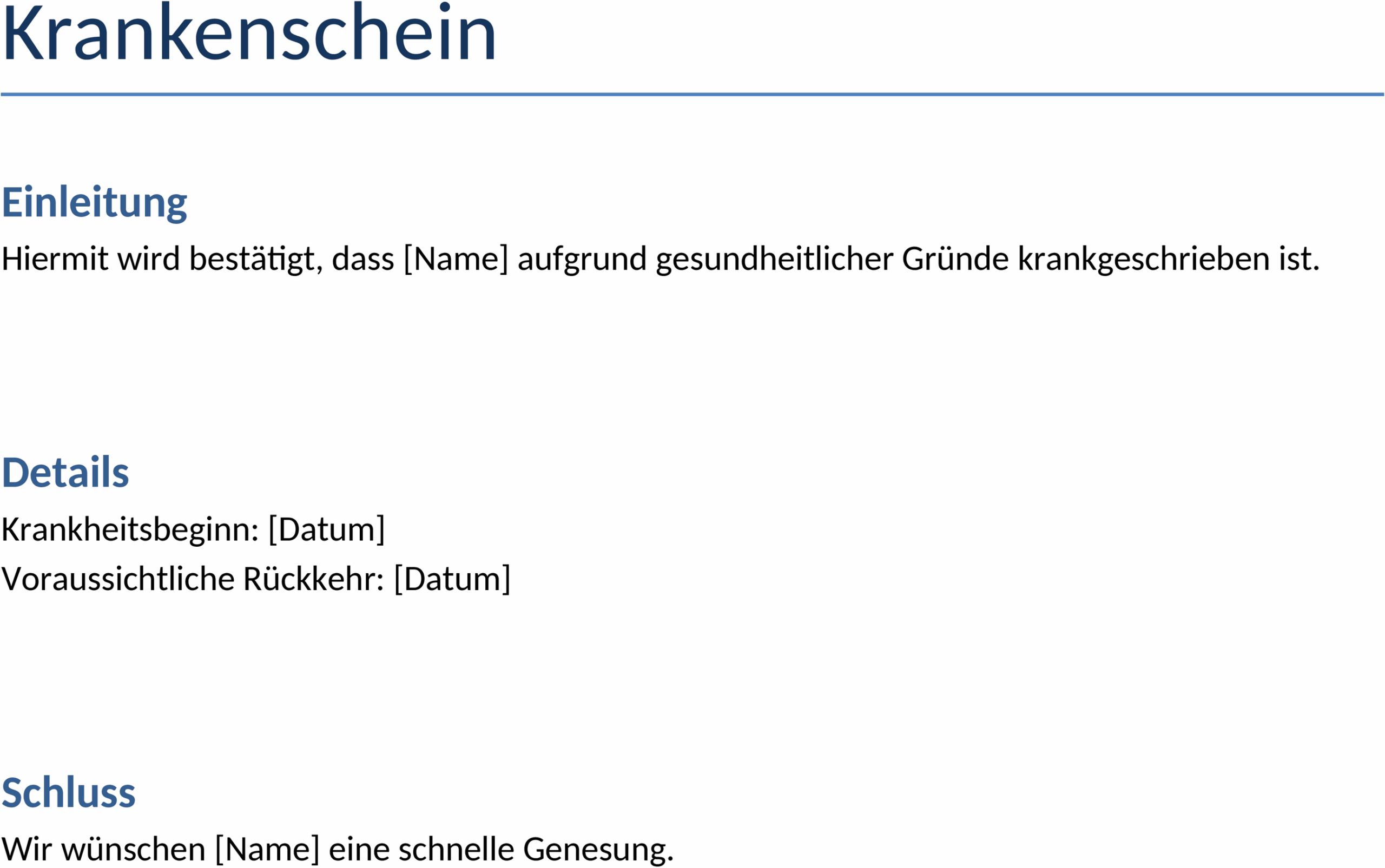 Word-Vorlage Krankenschein