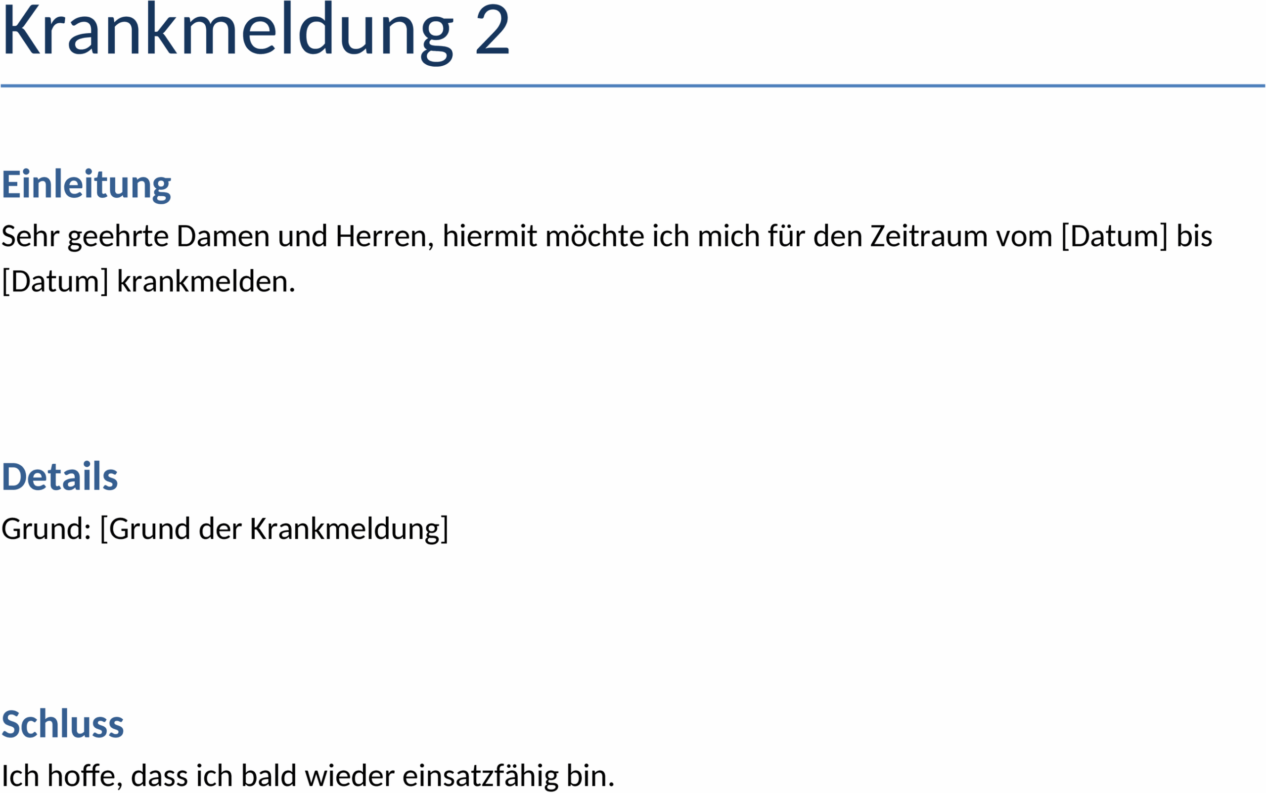 Word-Vorlage Krankmeldung für Arbeitnehmer