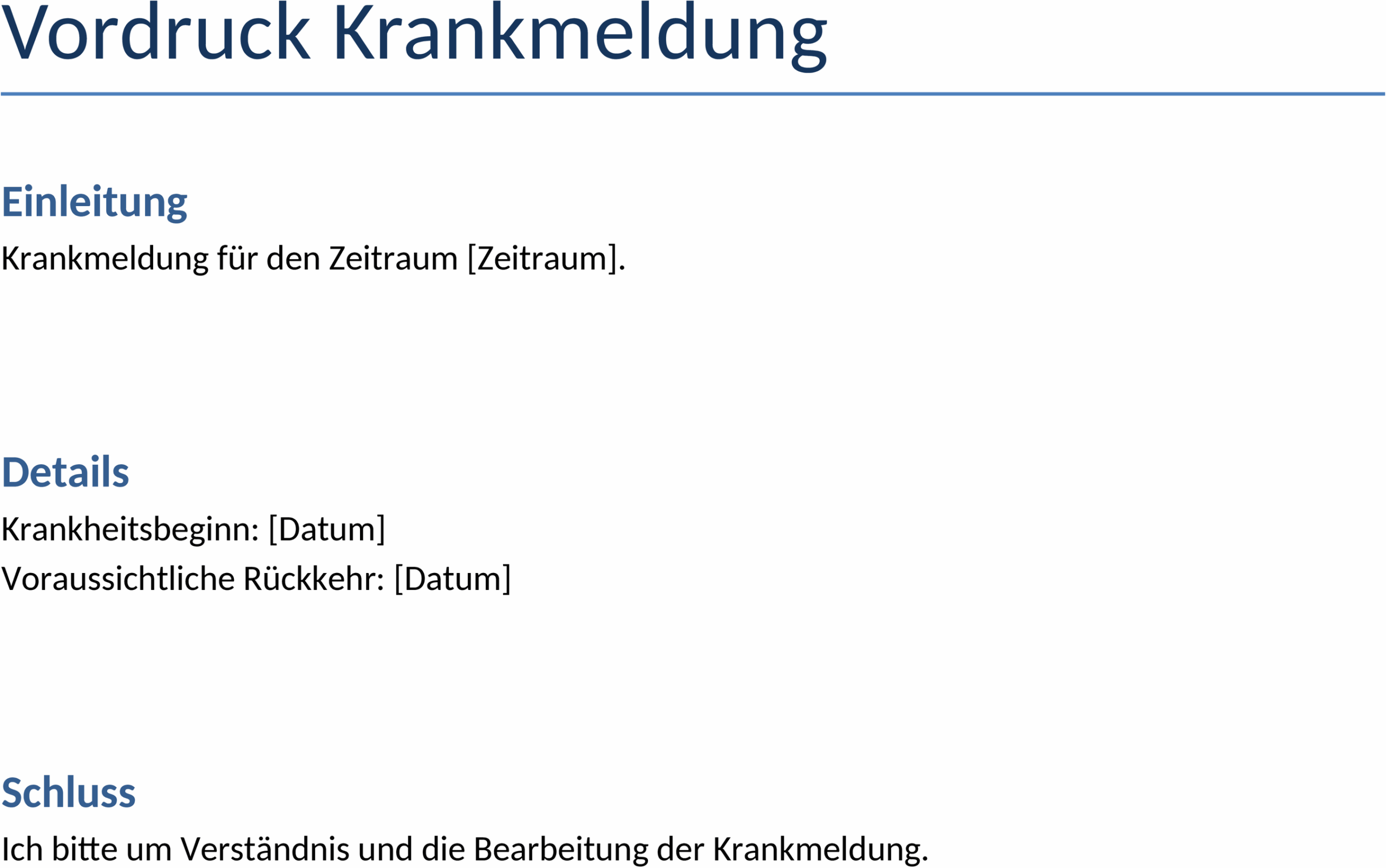 Word-Vorlage Krankmeldung