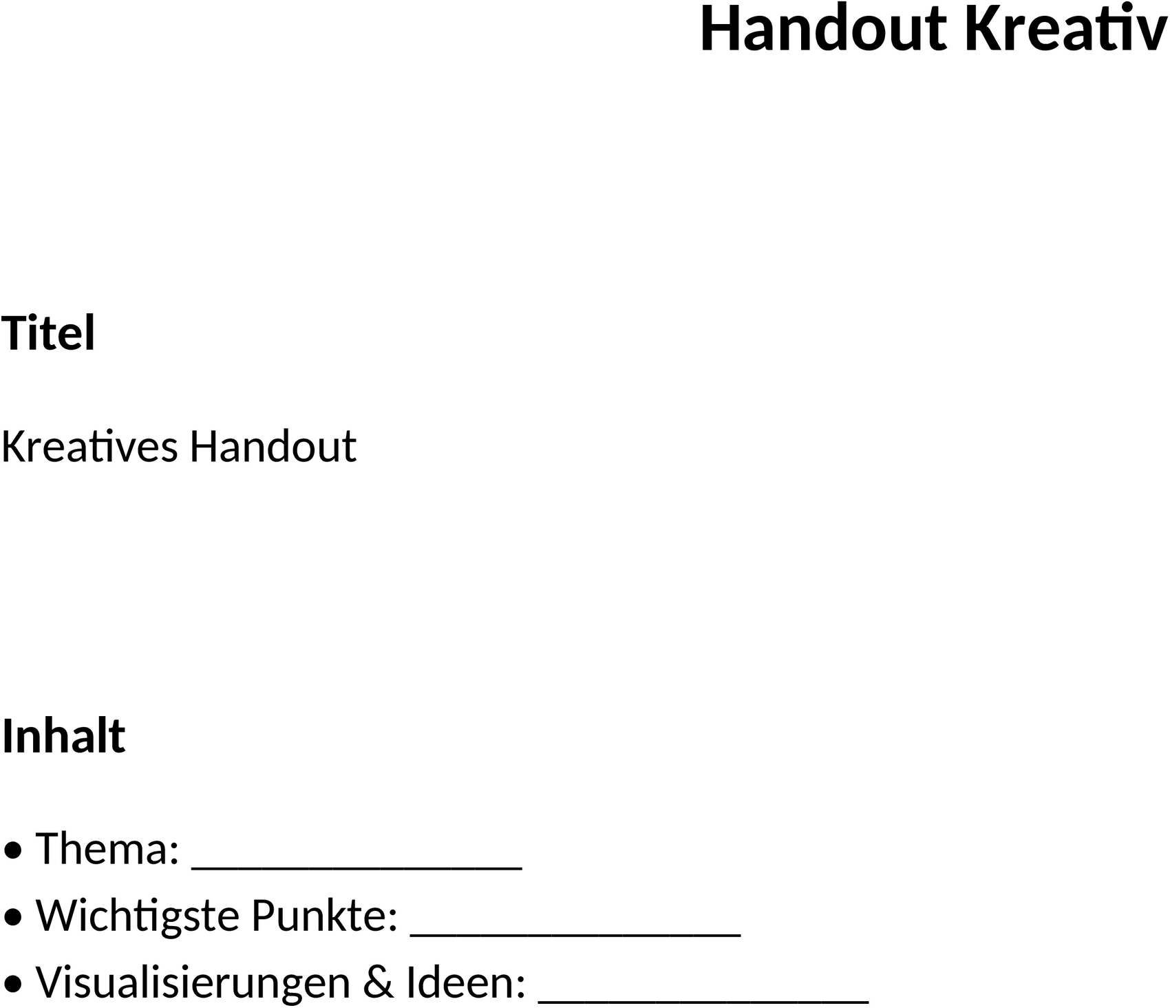 Word-Vorlage: Kreativ-Handout für vielseitige Projekte