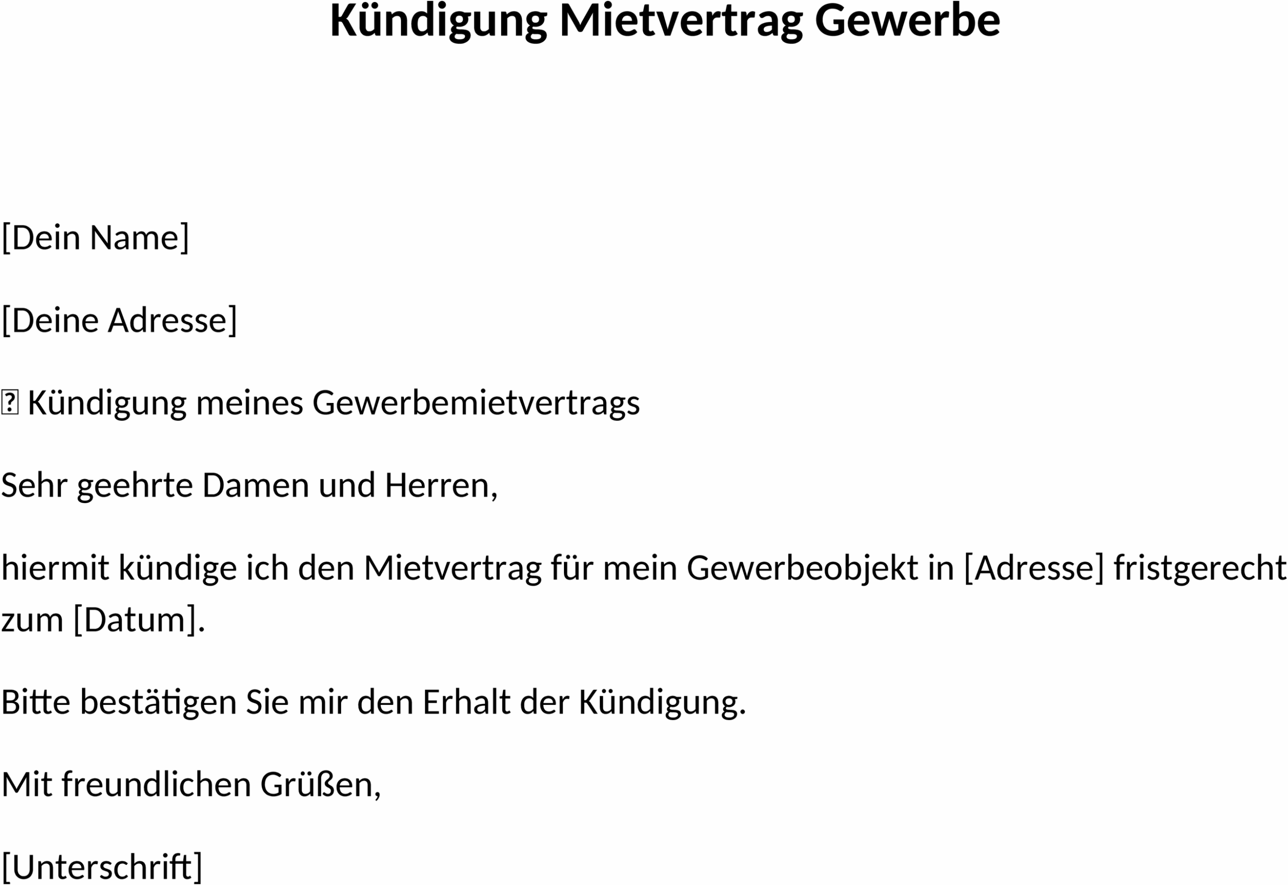Word Vorlage für Kuendigung von Gewerbemietverträgen