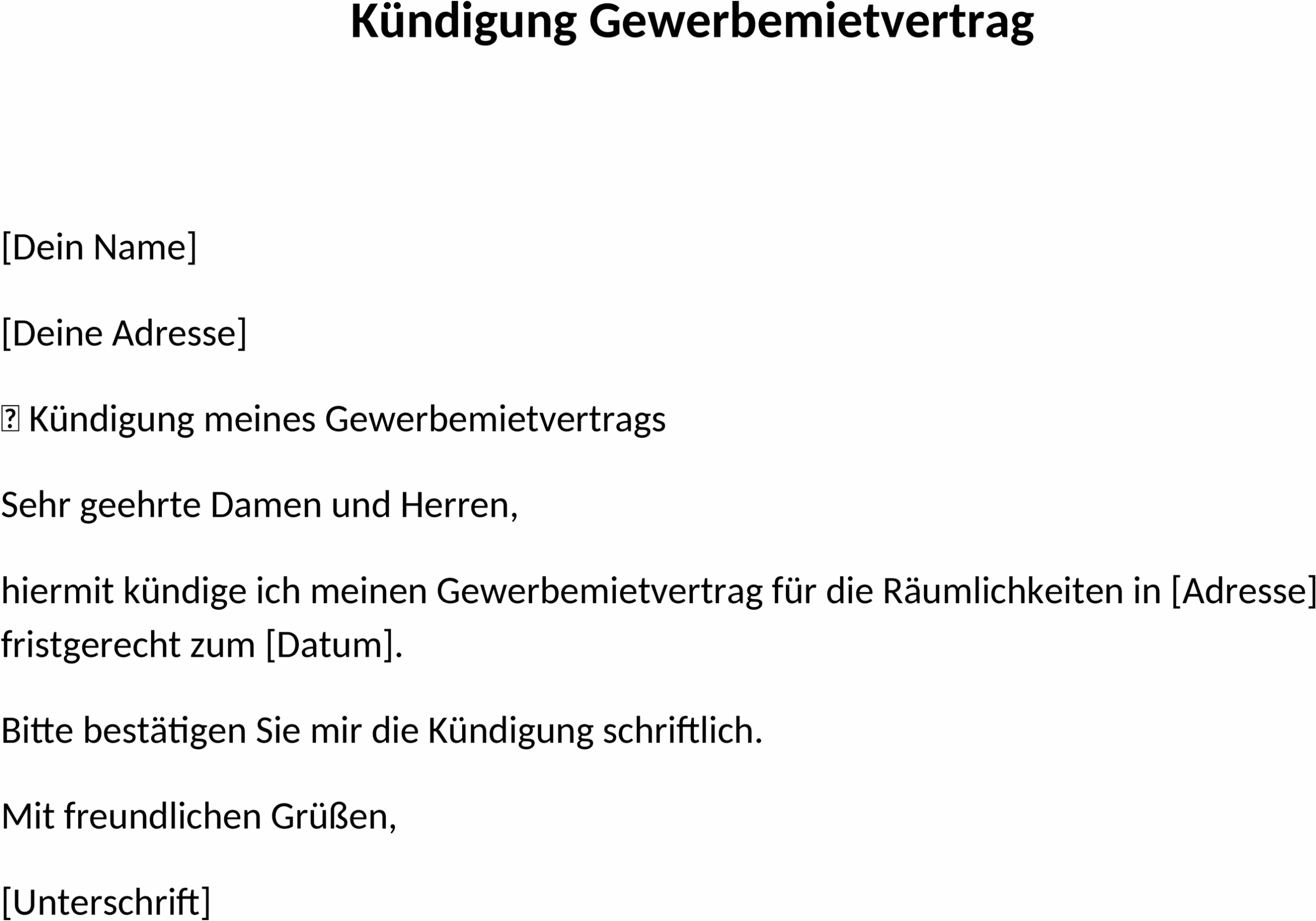 Word-Vorlage für die Kündigung eines Gewerbemietvertrags