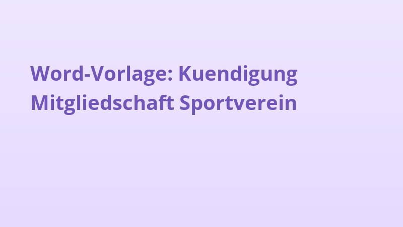 Word-Vorlage: Kuendigung Mitgliedschaft Sportverein