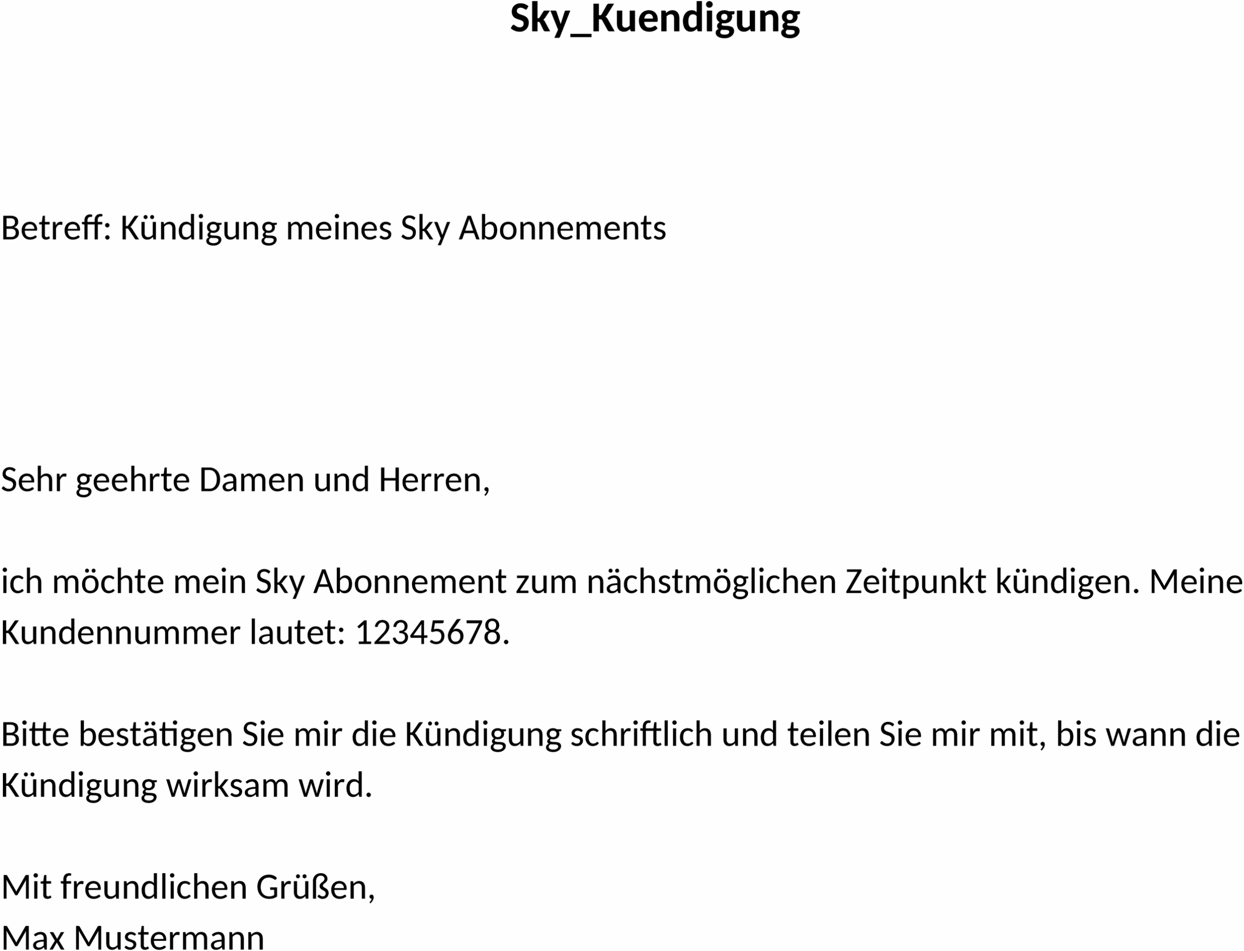Word-Vorlage für Kündigungsschreiben