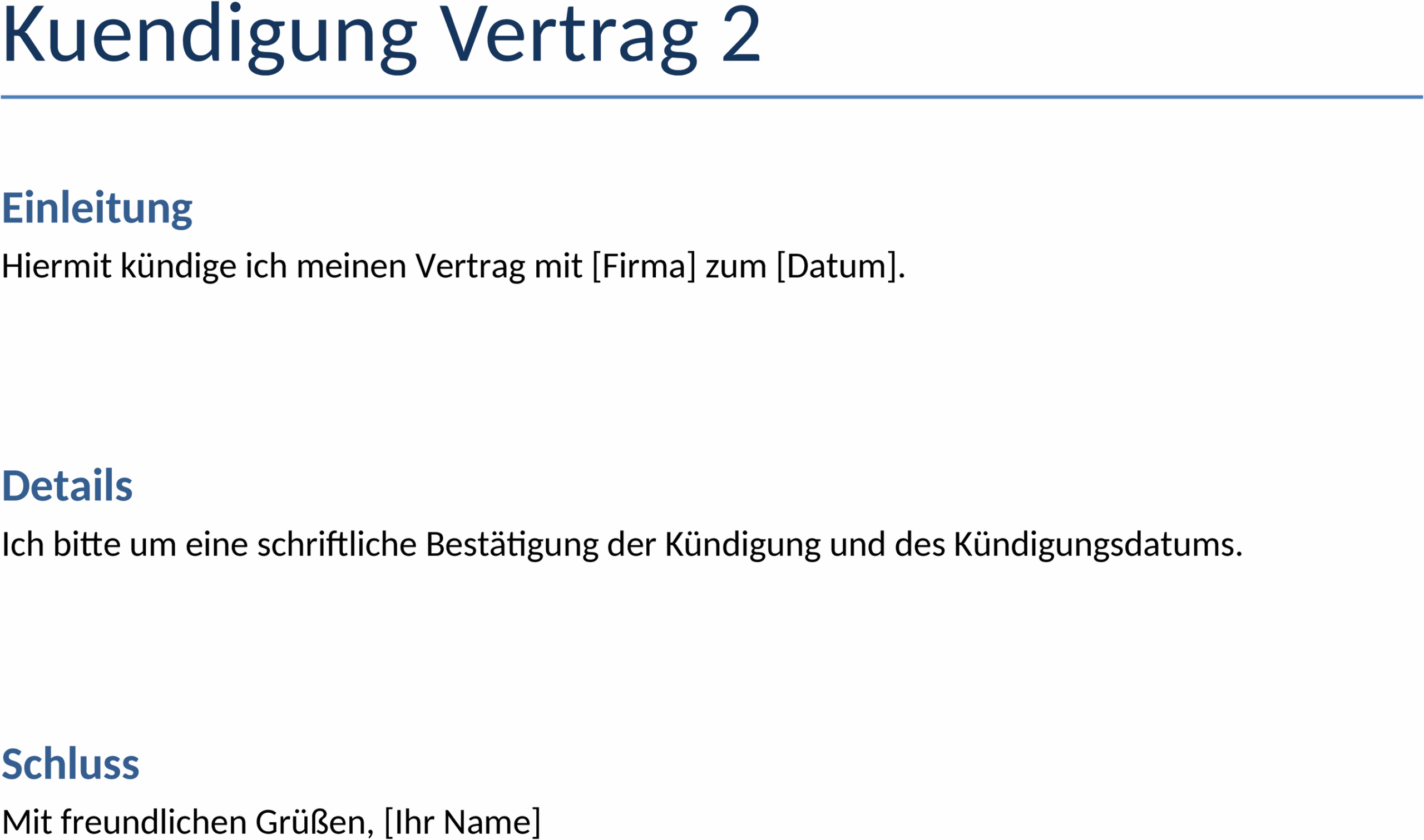 Word-Vorlage Kündigung Vertrag