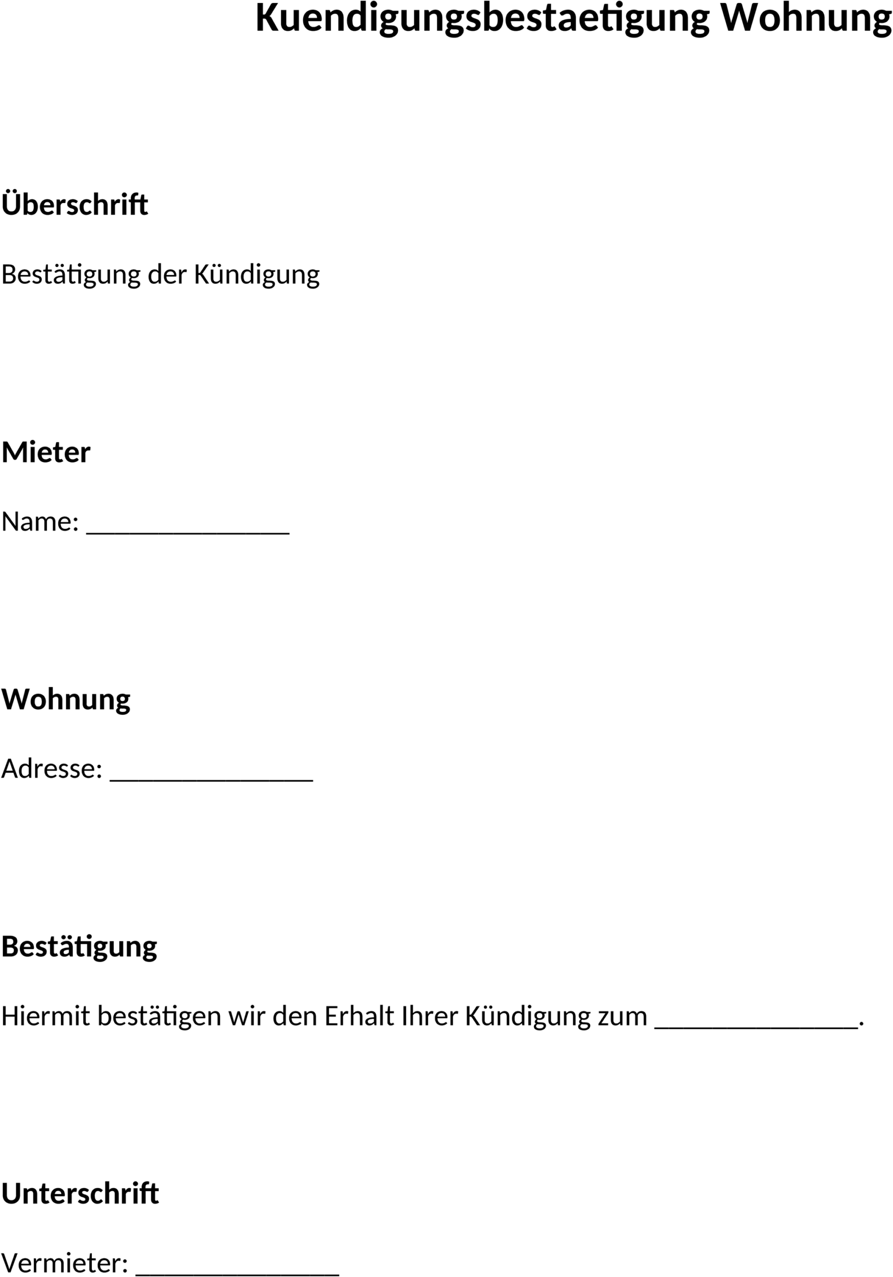 Word-Vorlage Kuendigungsbestaetigung Wohnung