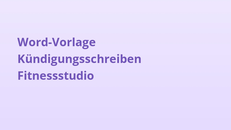 Word-Vorlage Kündigungsschreiben Fitnessstudio