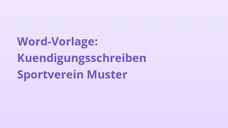 Word-Vorlage: Kuendigungsschreiben Sportverein Muster