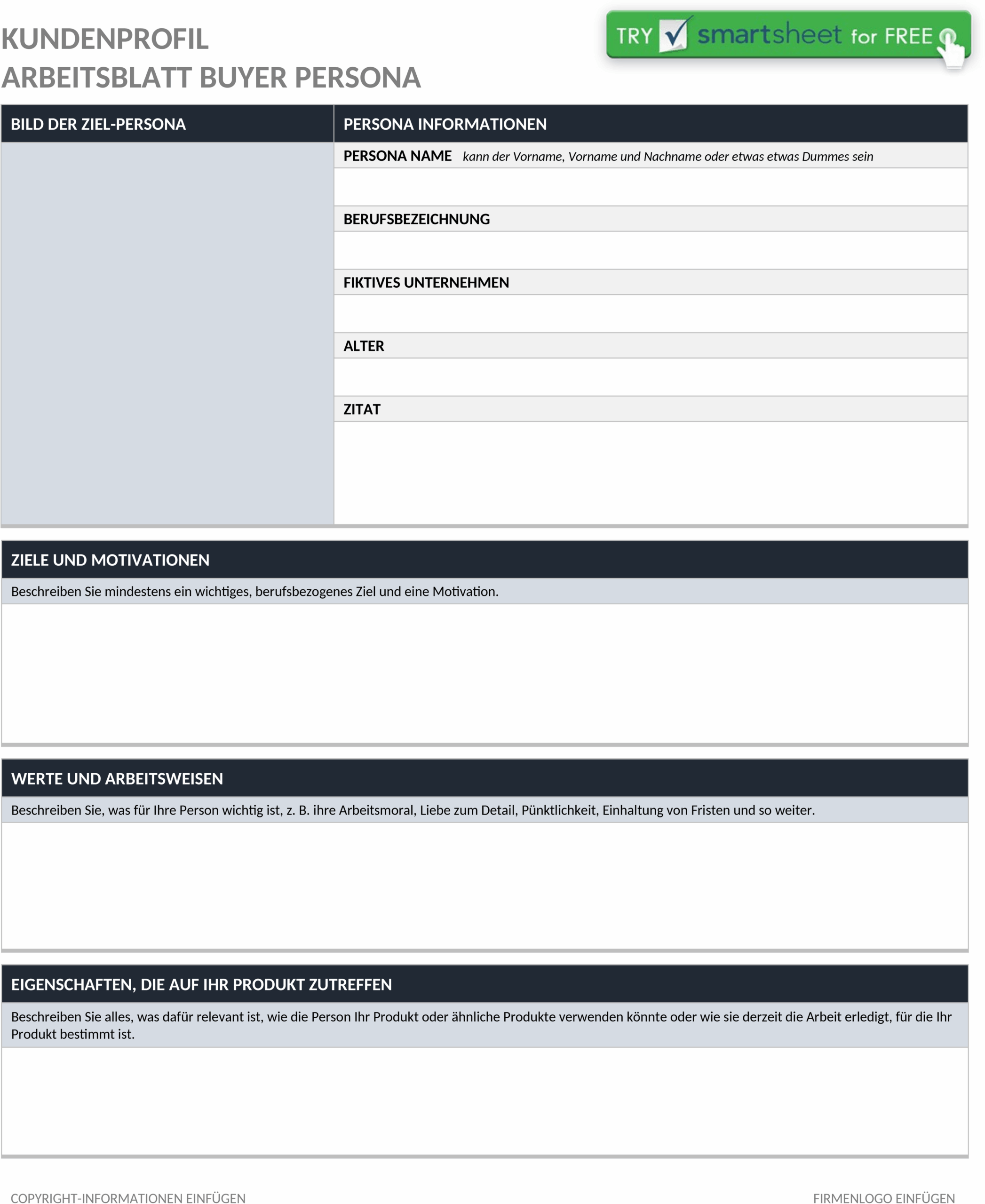 Word-Vorlage Kundenprofil Buyer Persona
