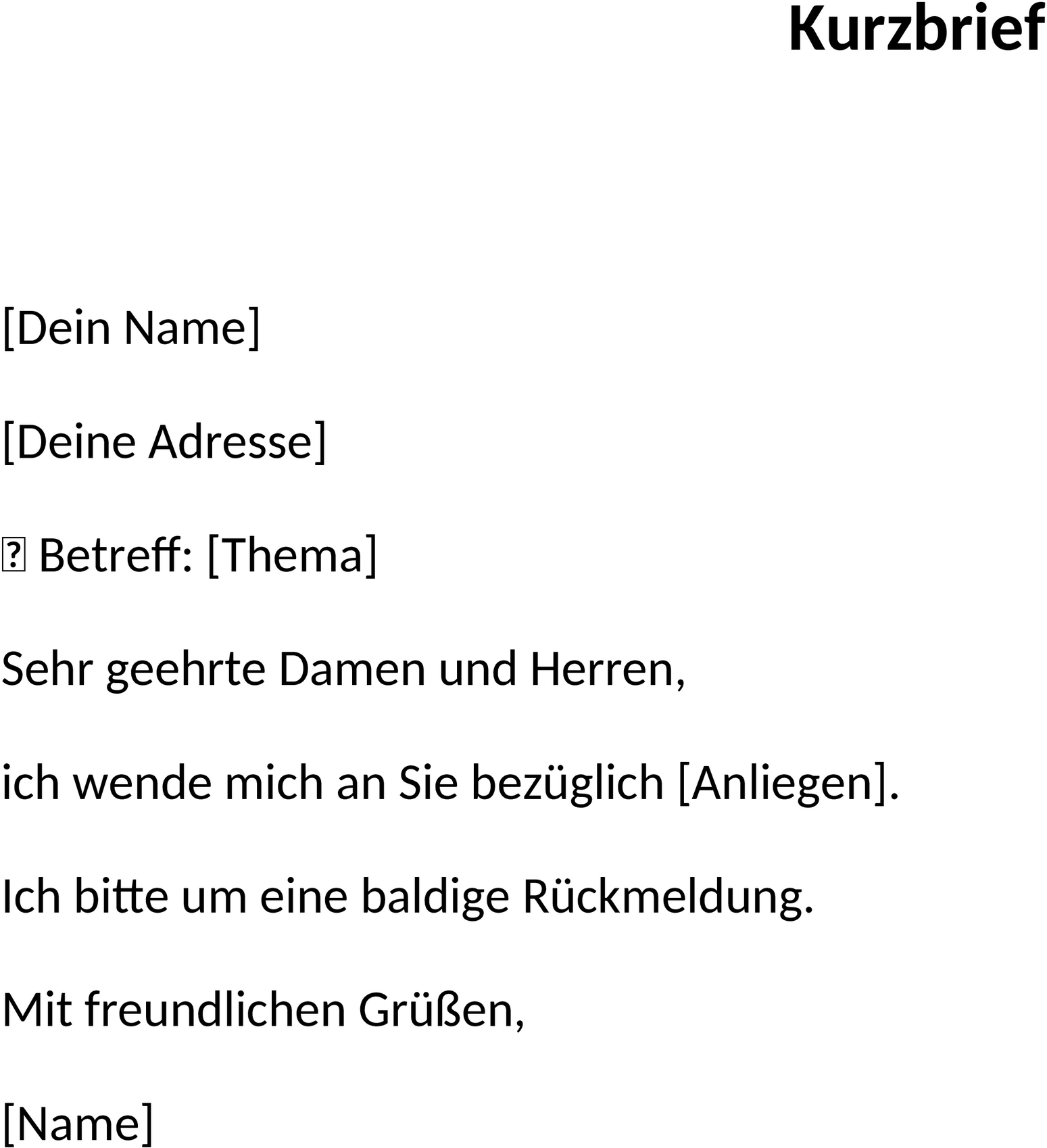 Word-Vorlage: Kurzbrief für schnelle Mitteilungen
