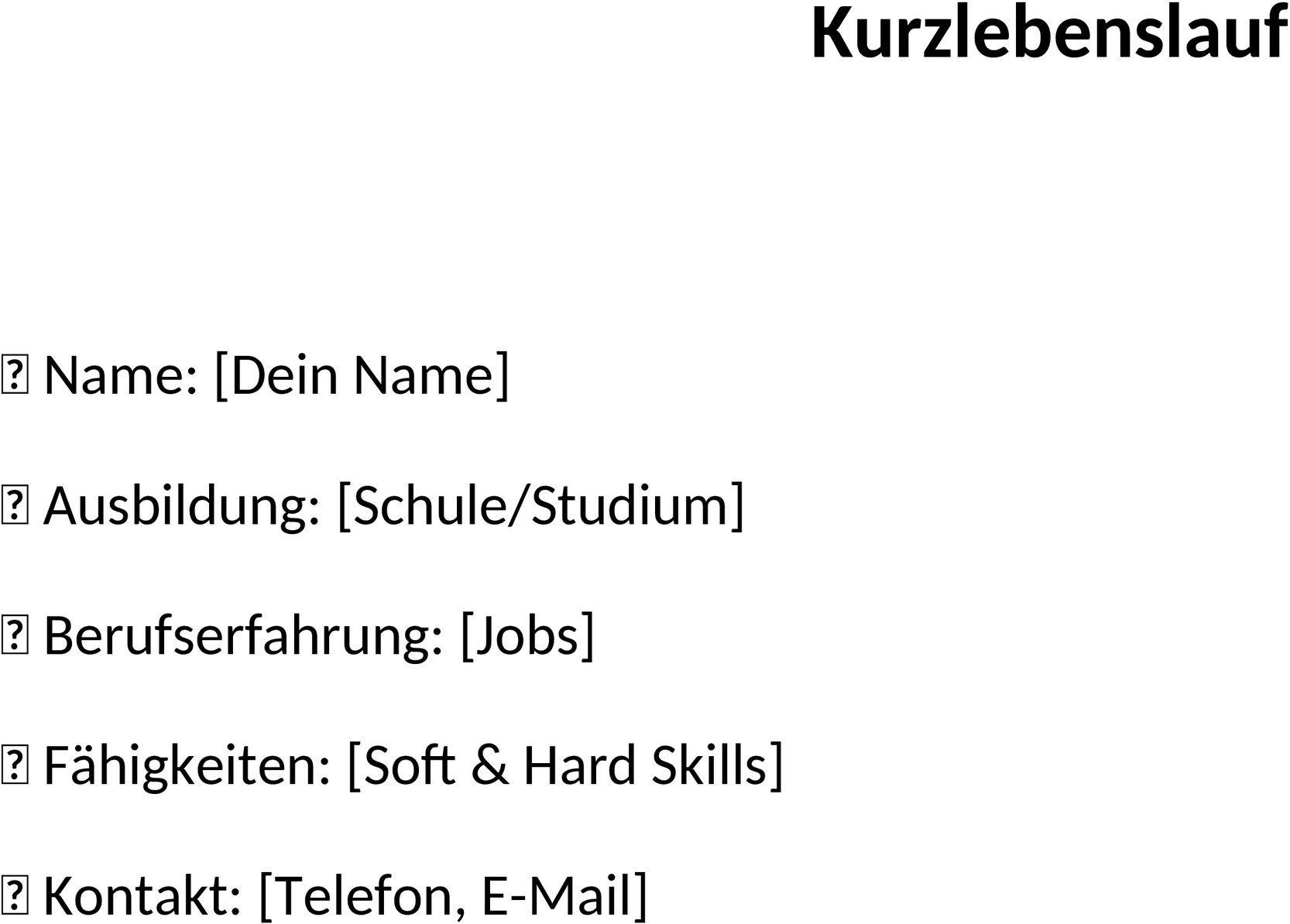 Word-Vorlage für Kurzlebenslauf