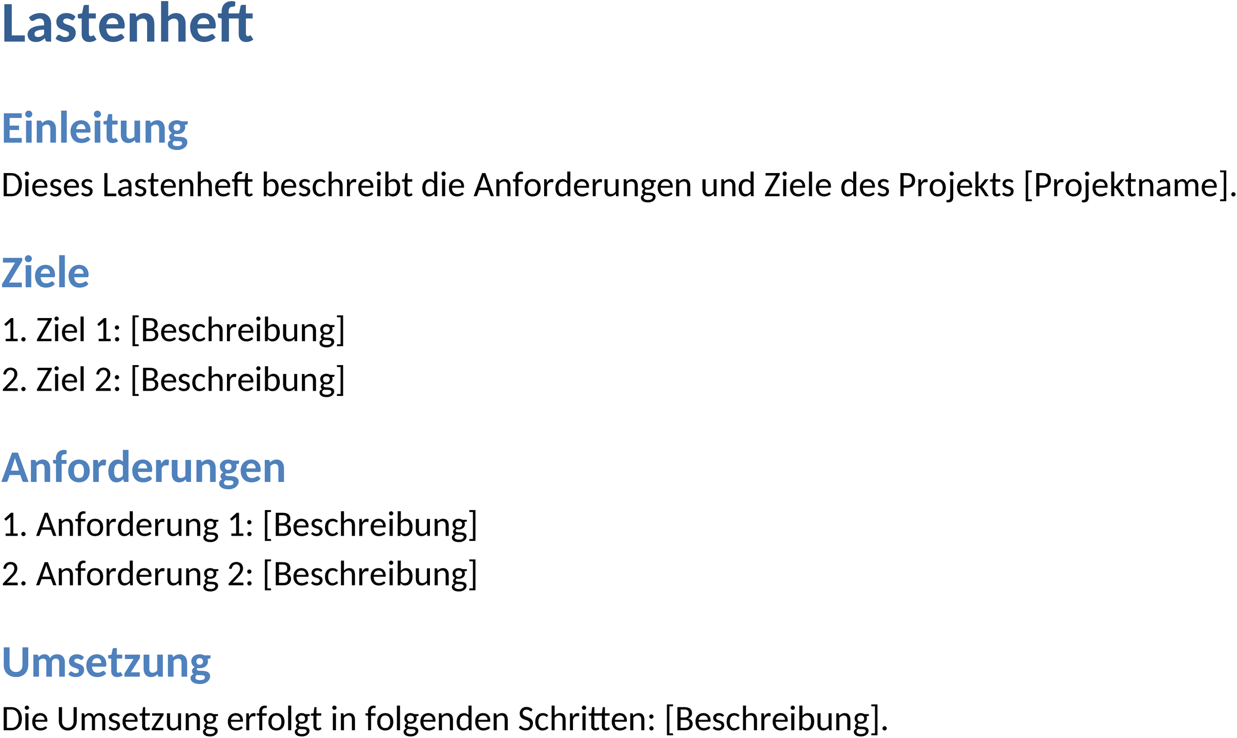 Word-Vorlage Lastenheft