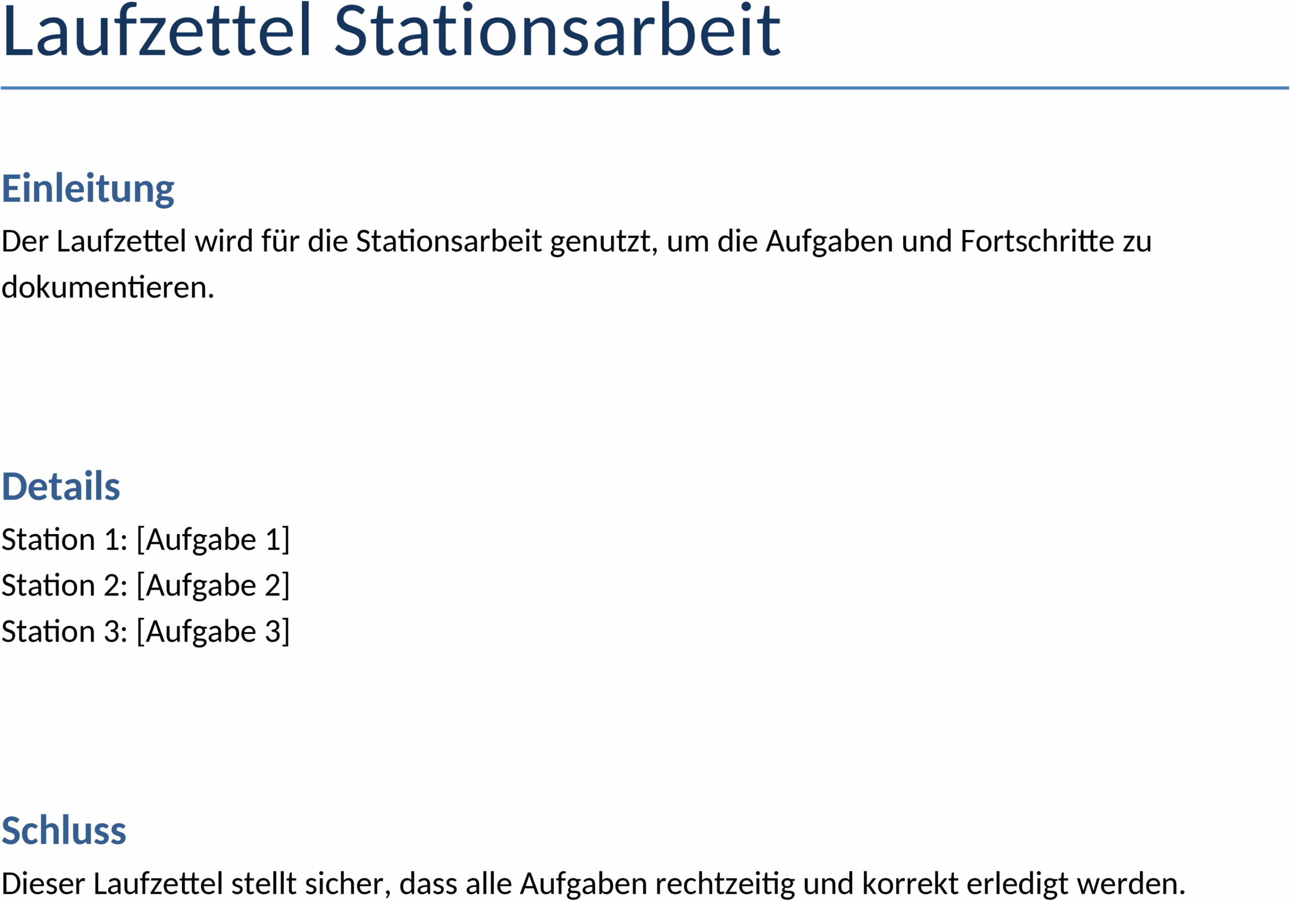 Word-Vorlage: Laufzettel für Stationsarbeit