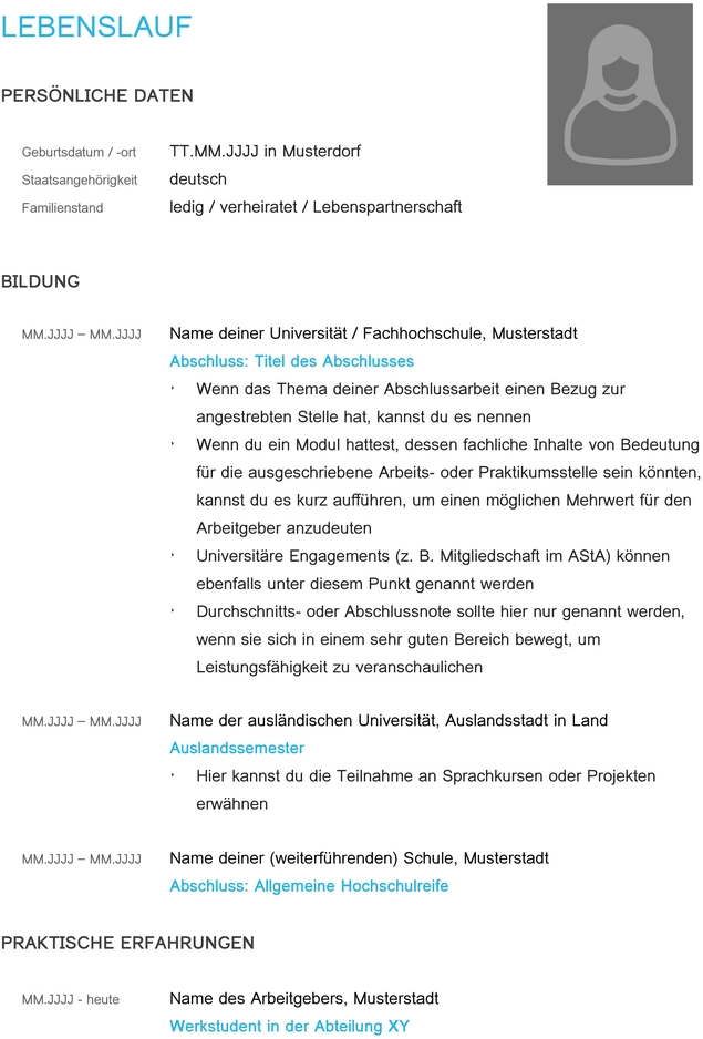 word-vorlage-lebenslauf-fuer-studenten