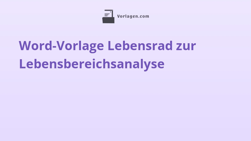 Word-Vorlage Lebensrad zur Lebensbereichsanalyse