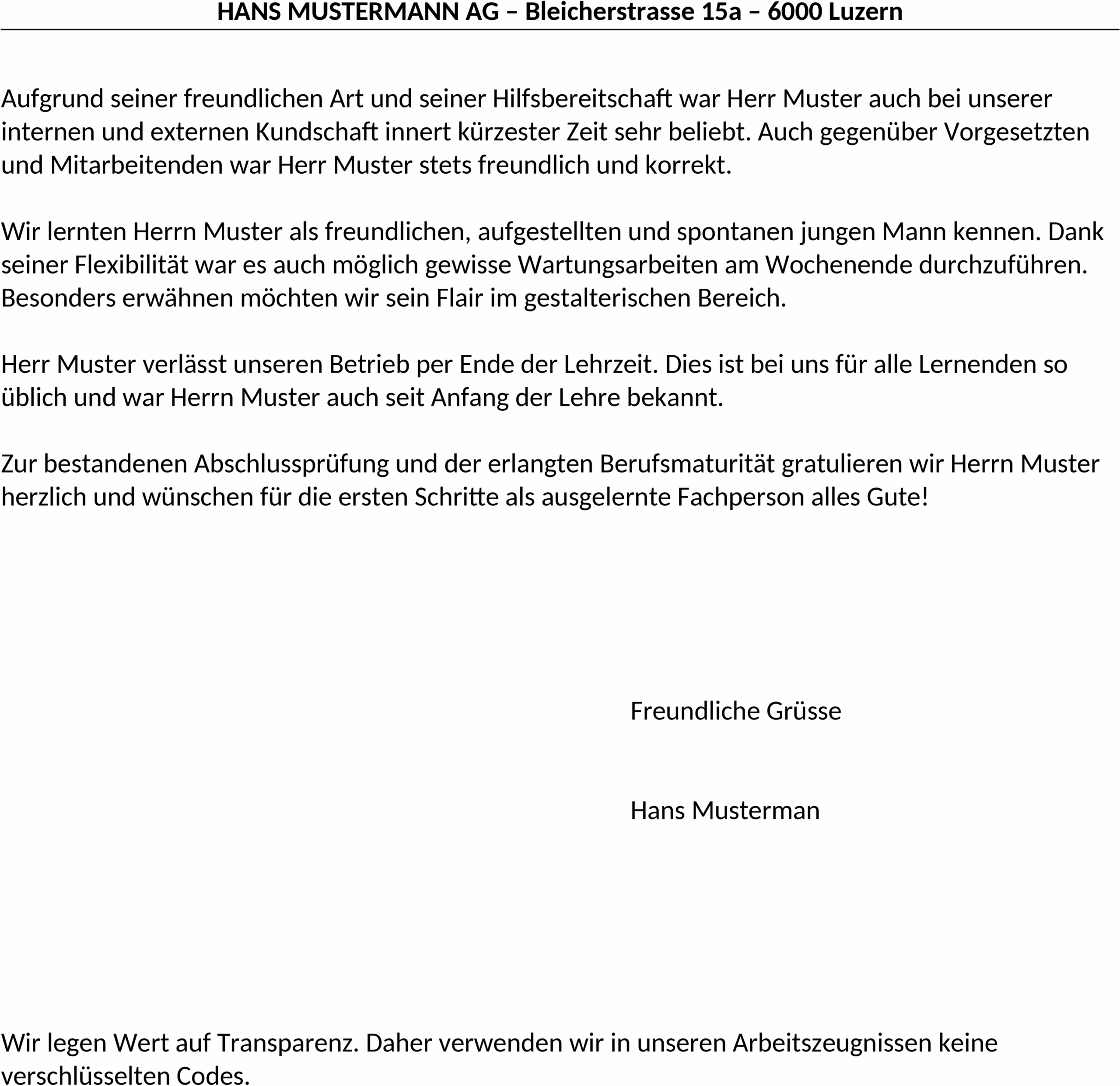 Word Vorlage für Lehrzeugnis
