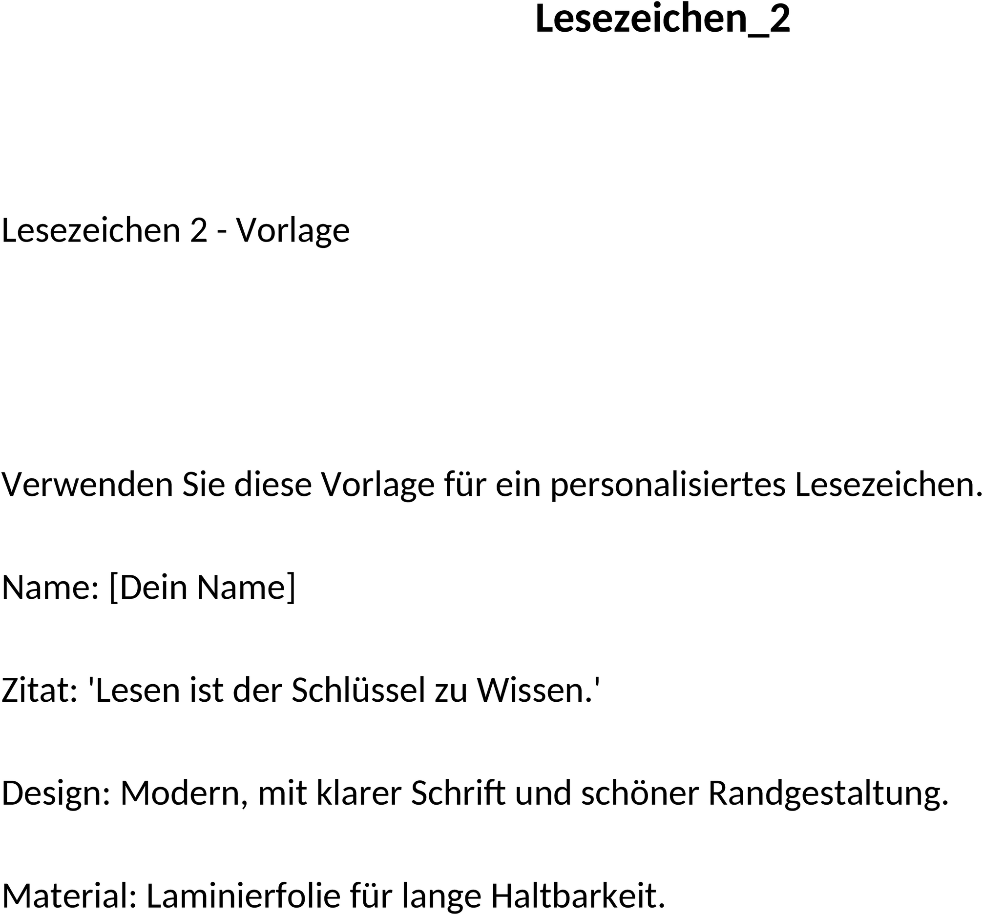 Word-Vorlage für Lesezeichen
