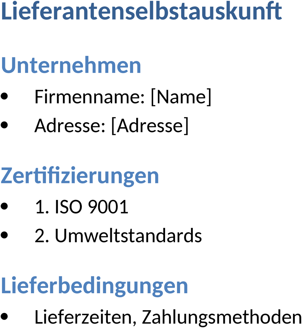 Word-Vorlage Lieferantenselbstauskunft