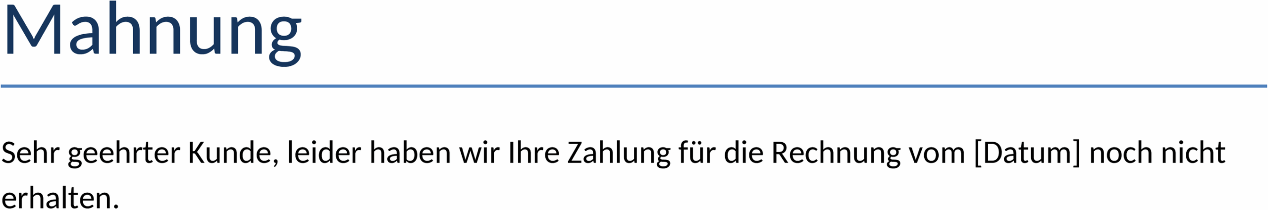 Word-Vorlage für Mahnungen