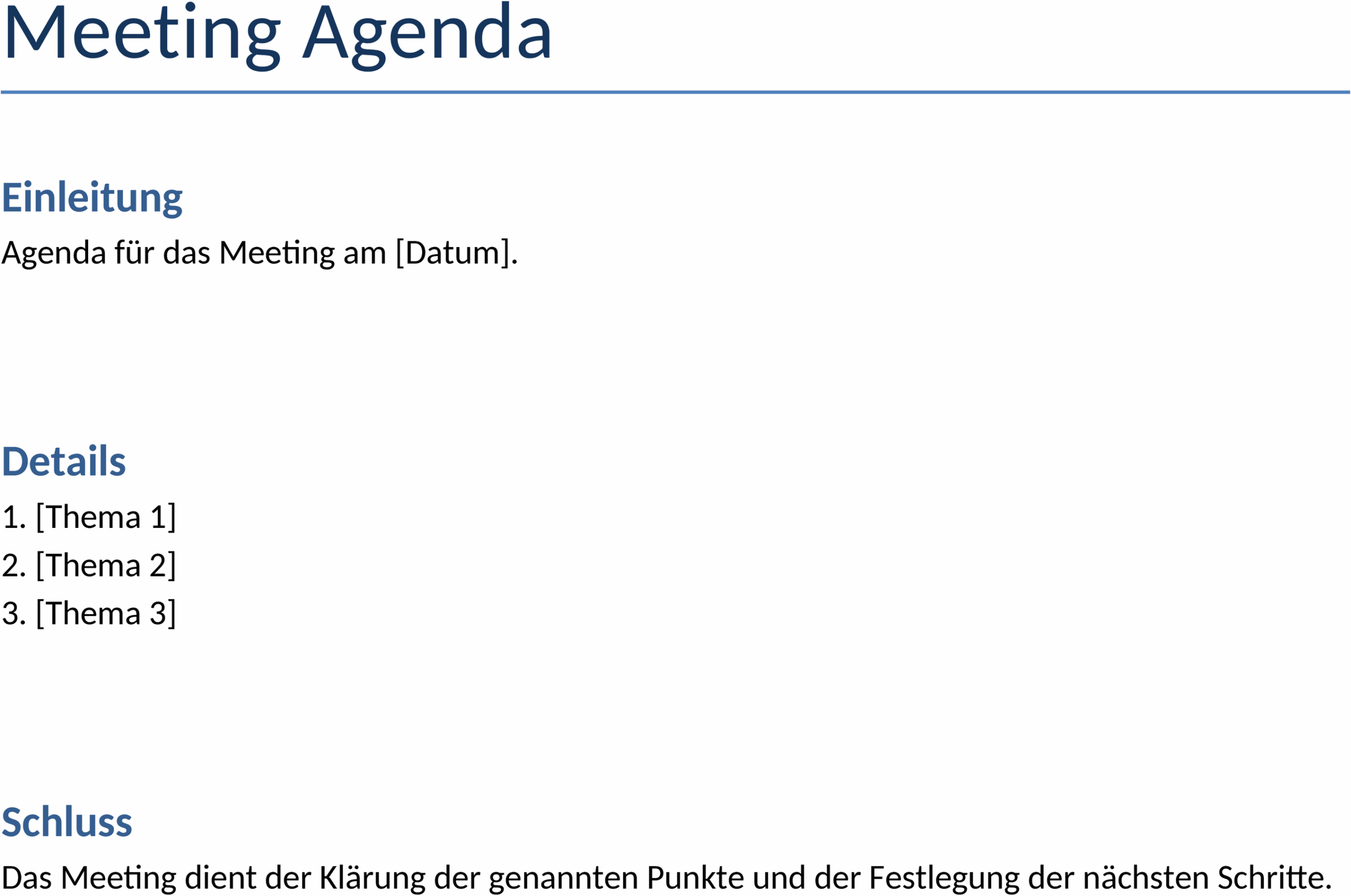Word-Vorlage für Meeting-Agenda