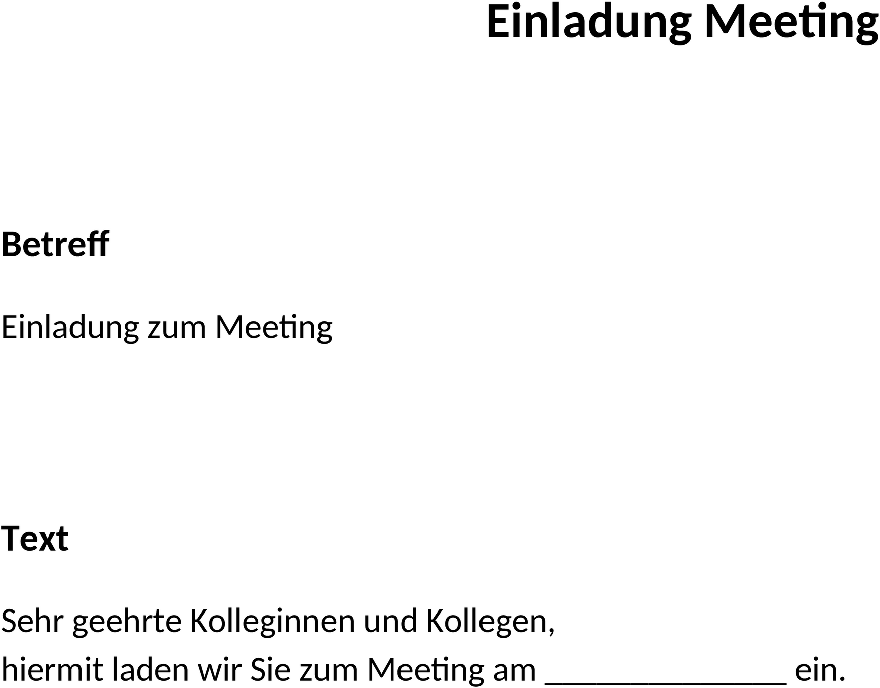 Word-Vorlage für Meeting-Einladung