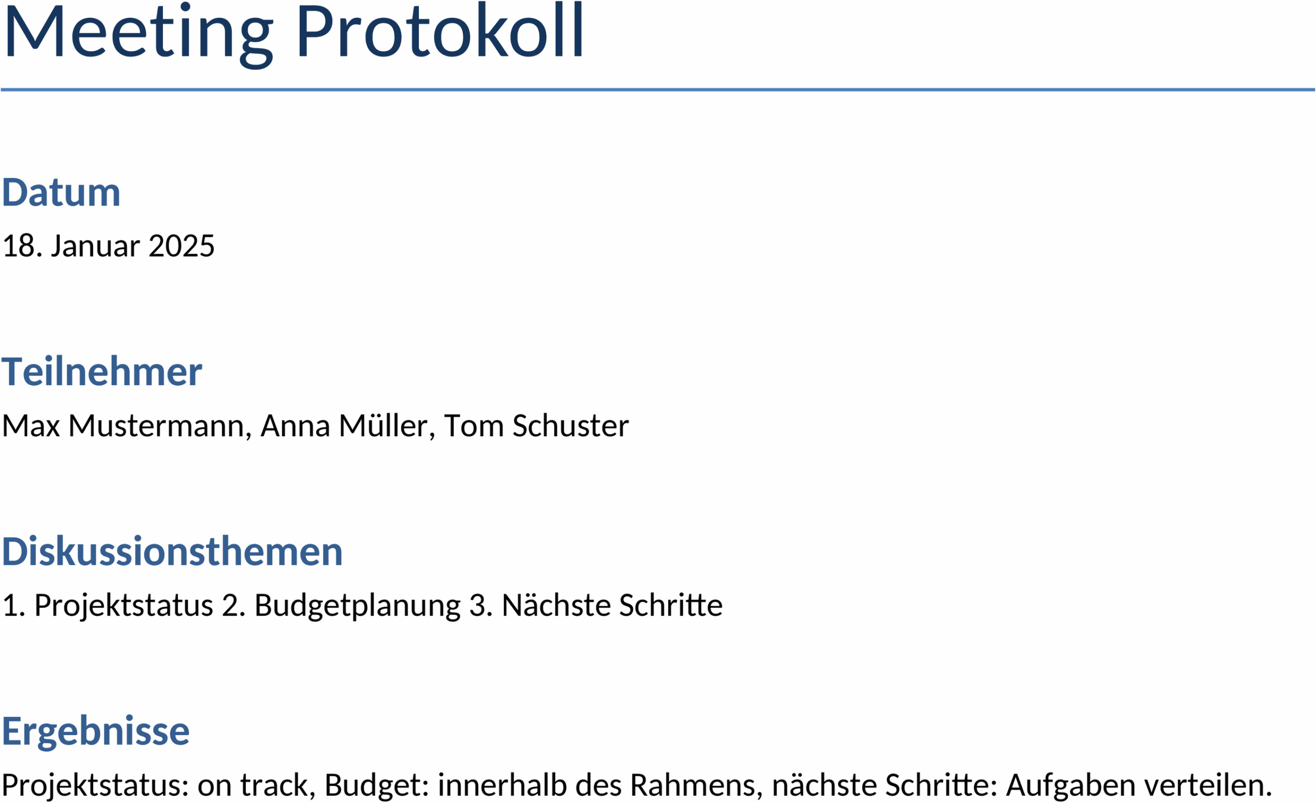 Word-Vorlage Meeting-Protokoll