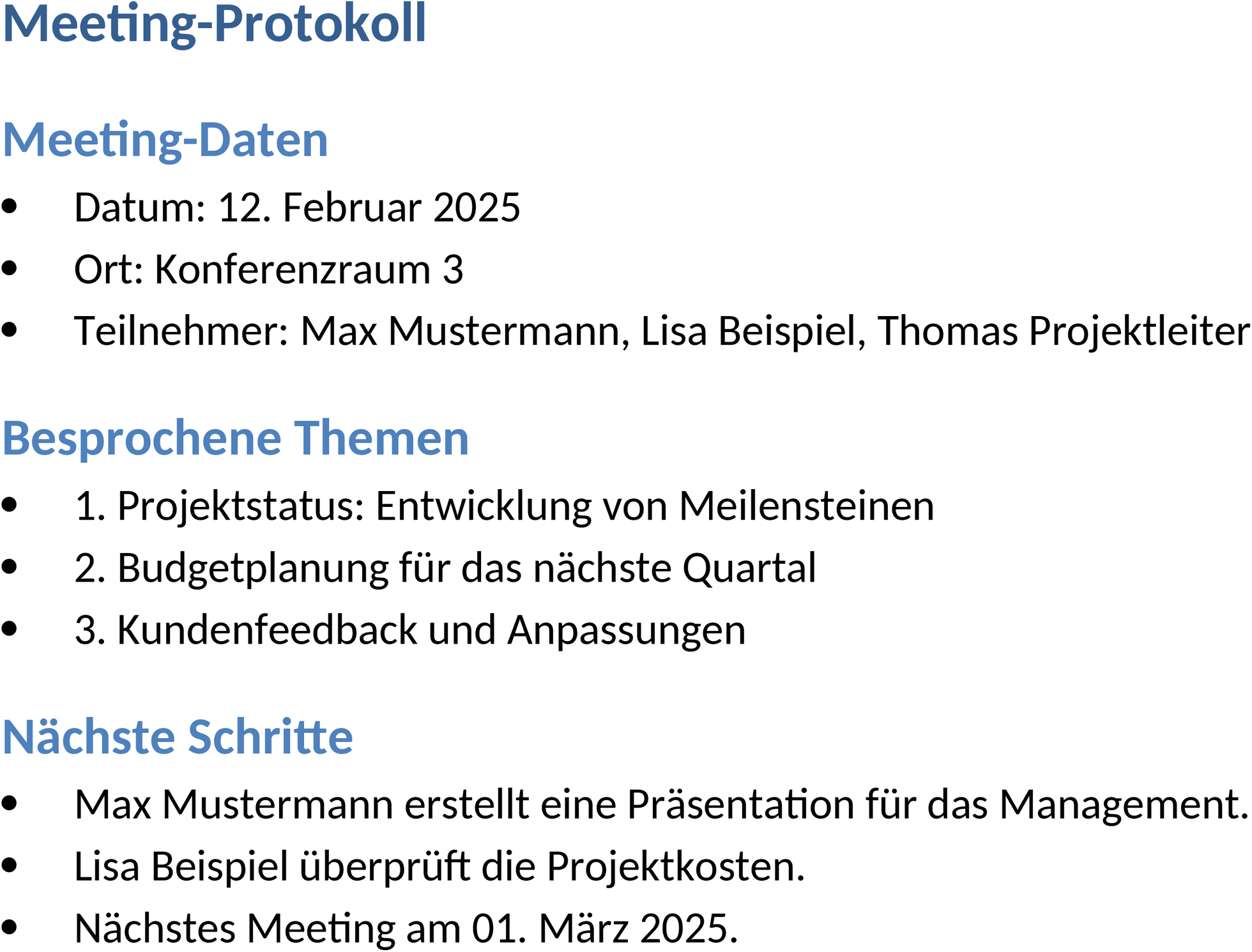 Word Vorlage Meeting Protokoll