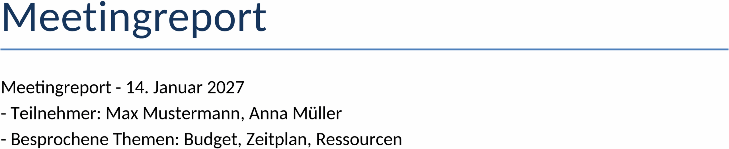 Word-Vorlage Meetingbericht