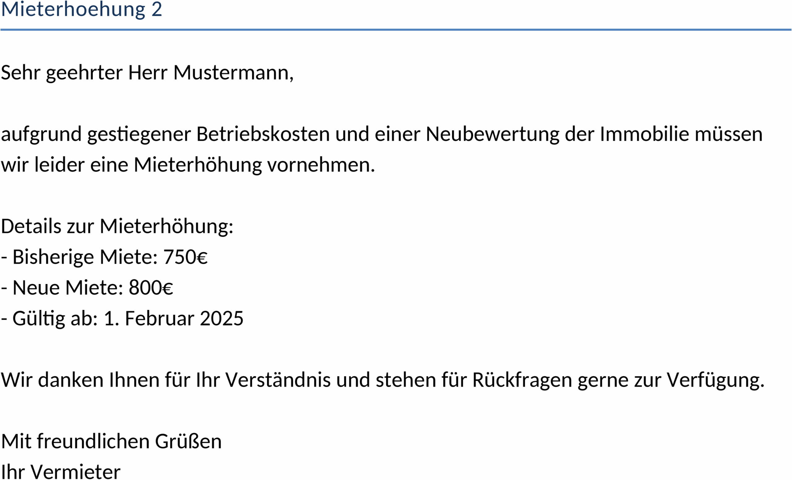 Word Vorlage Mieterhöhung