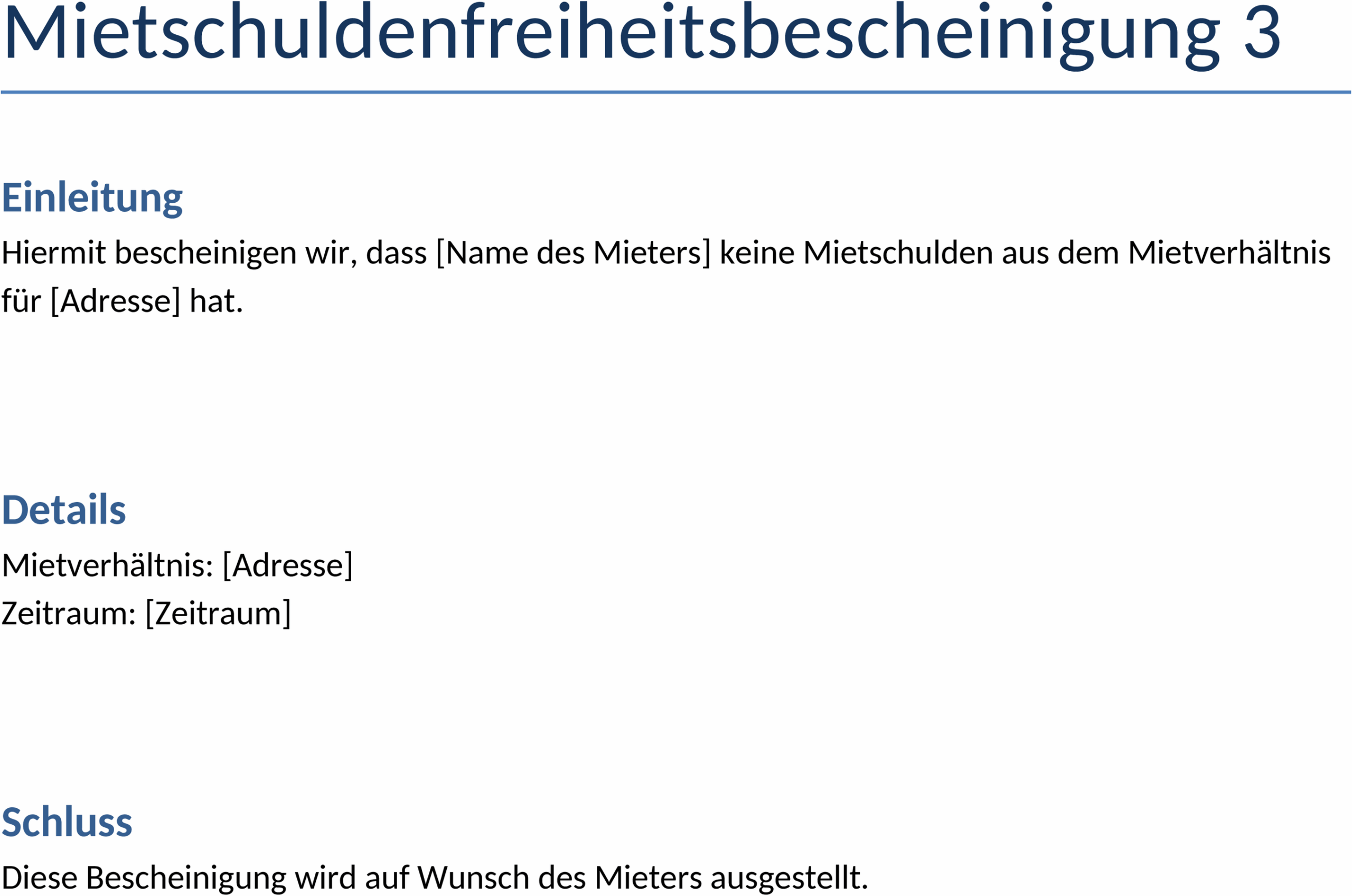 Word-Vorlage Mietschuldenfreiheitsbescheinigung