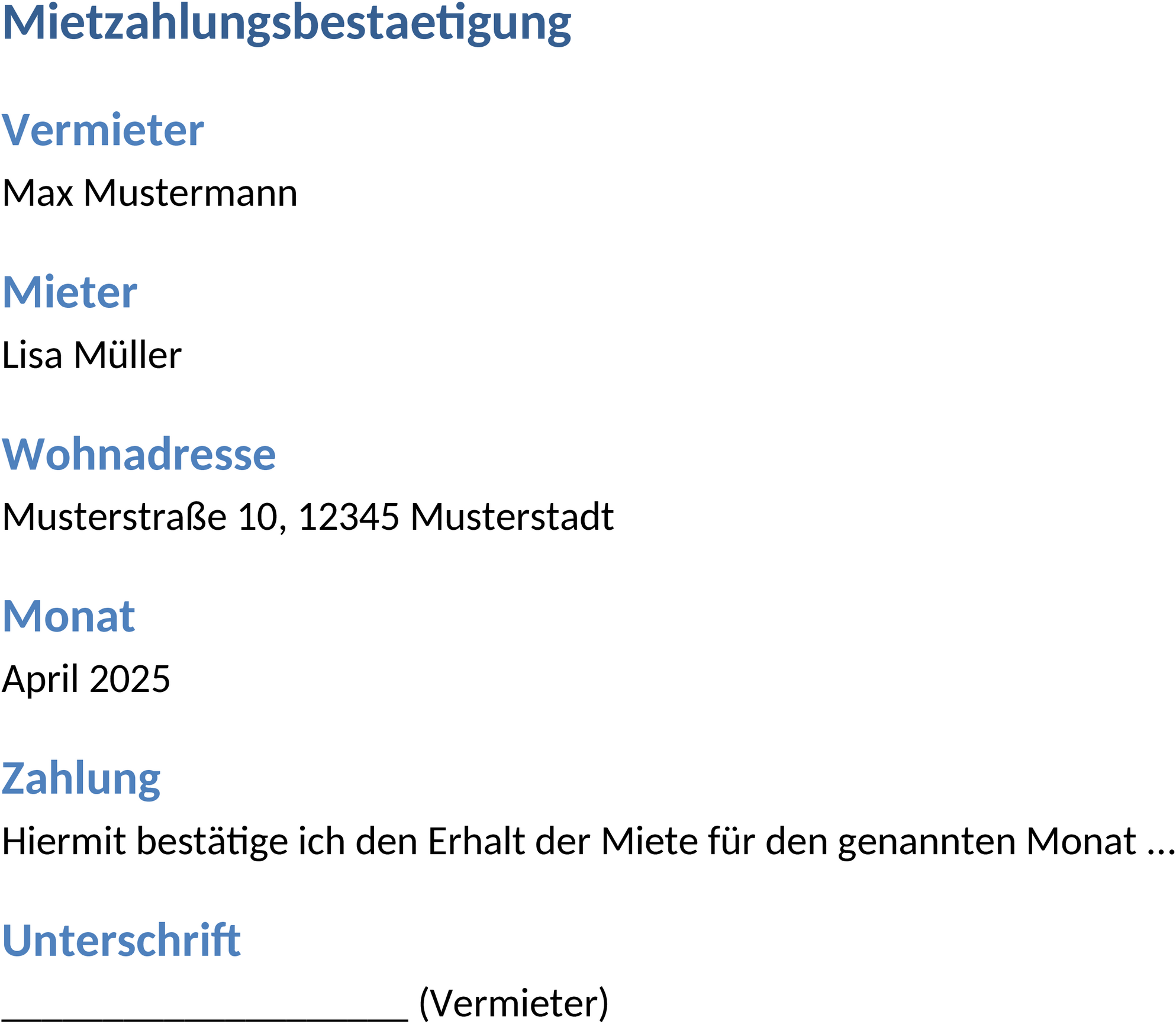 Word-Vorlage Mietzahlungsbestaetigung