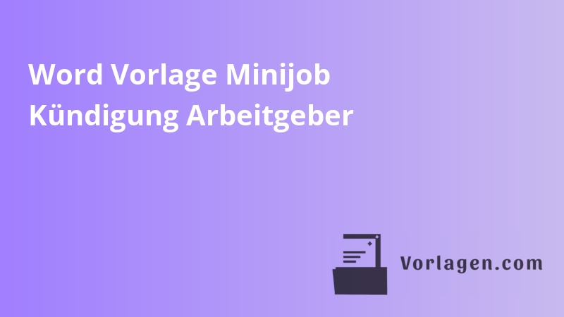 Word Vorlage Minijob Kündigung Arbeitgeber