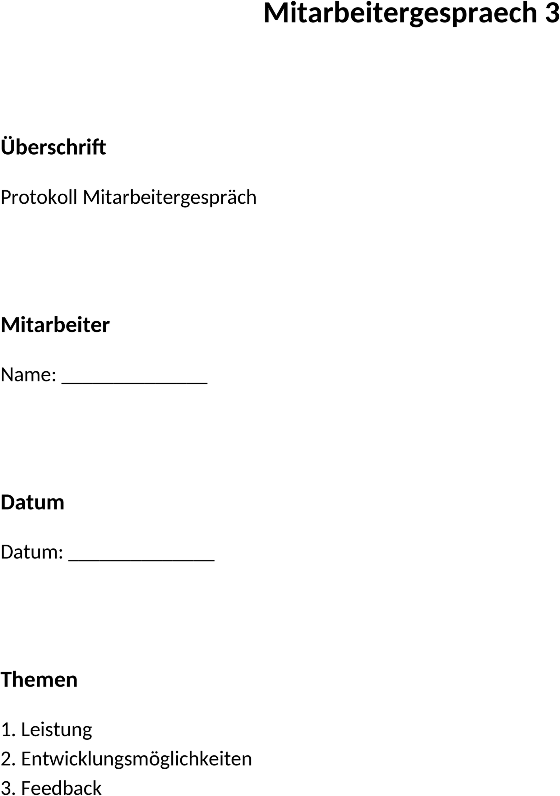 Word-Vorlage Mitarbeitergespräch