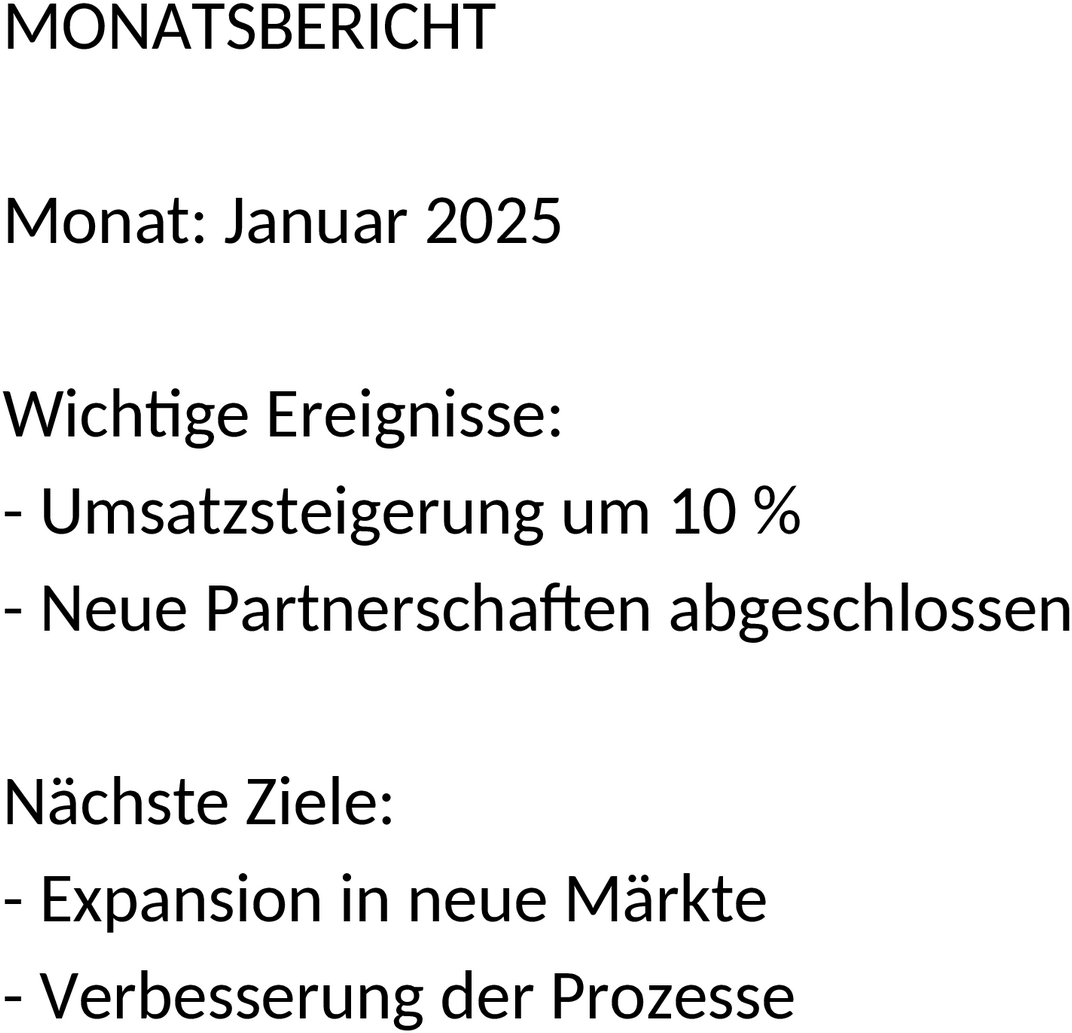 Word-Vorlage für Monatsberichte