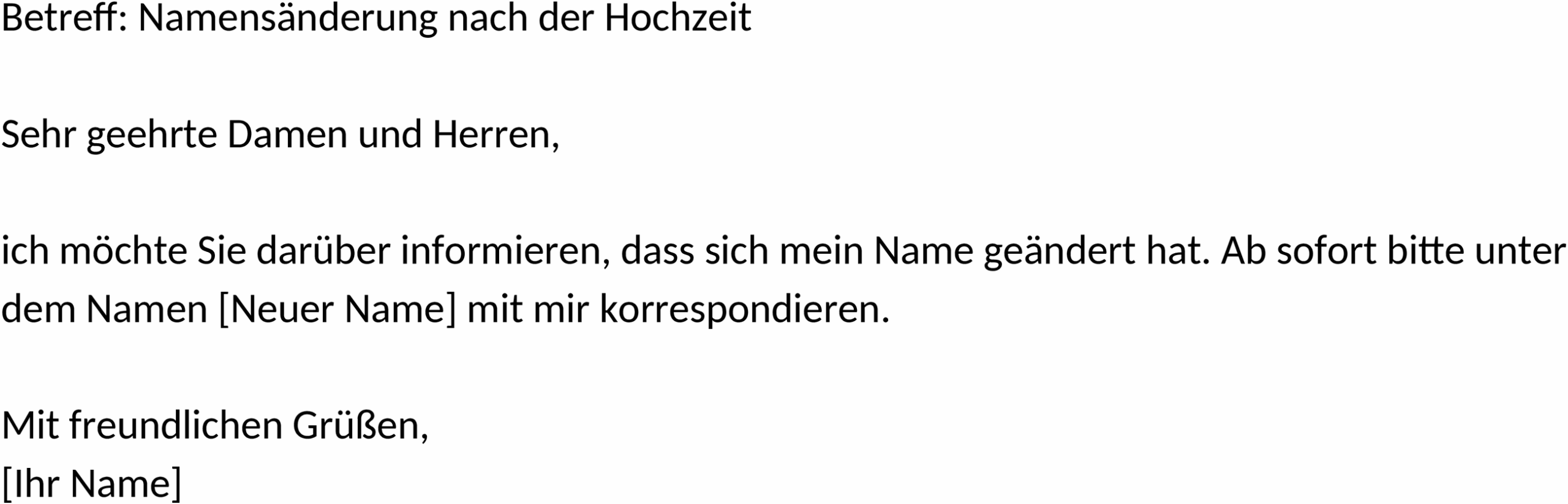 Word-Vorlage Namensänderung nach Hochzeit