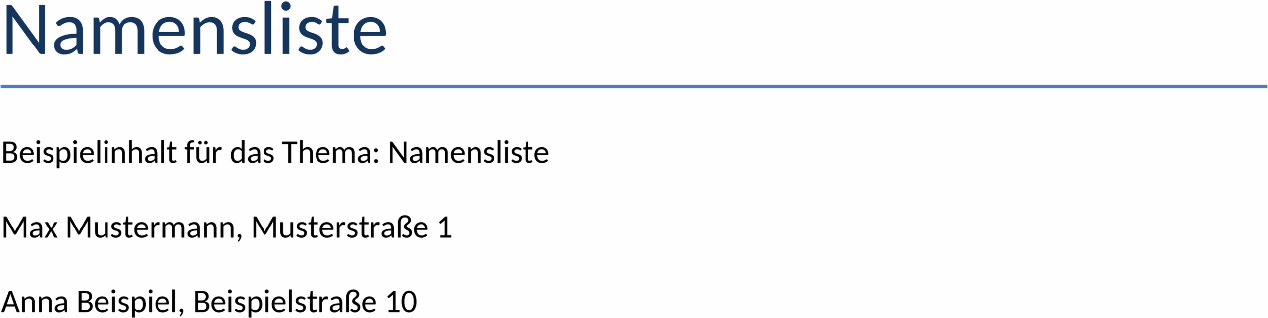 Word-Vorlage Namensliste