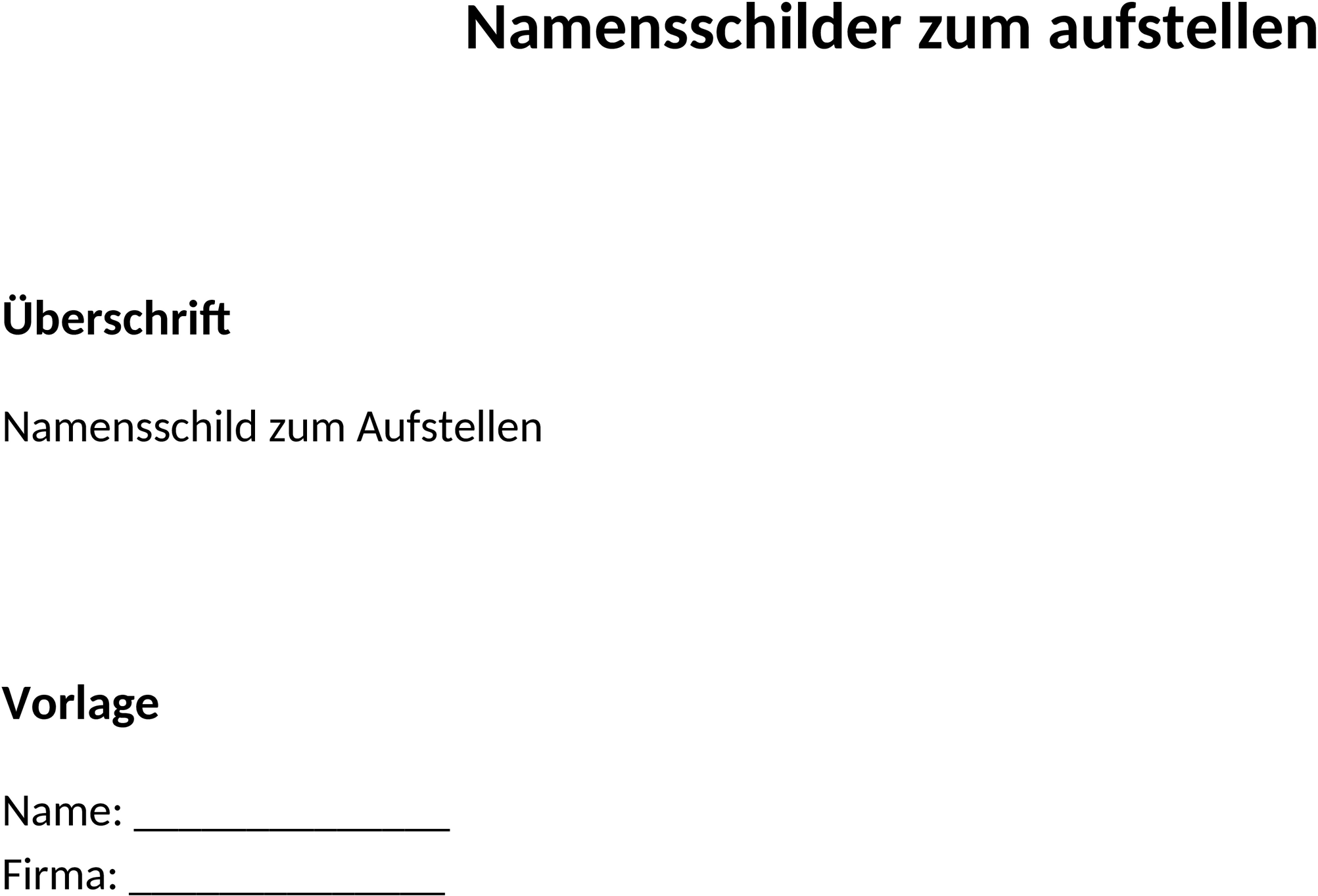 Word-Vorlage Namensschilder zum Aufstellen