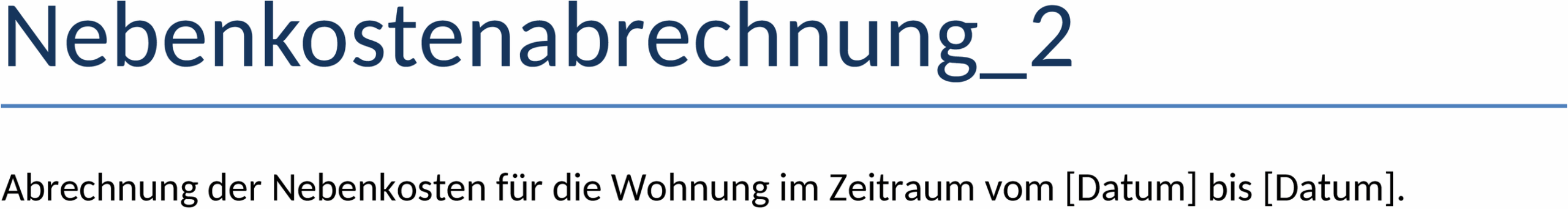 Word-Vorlage Nebenkostenabrechnung
