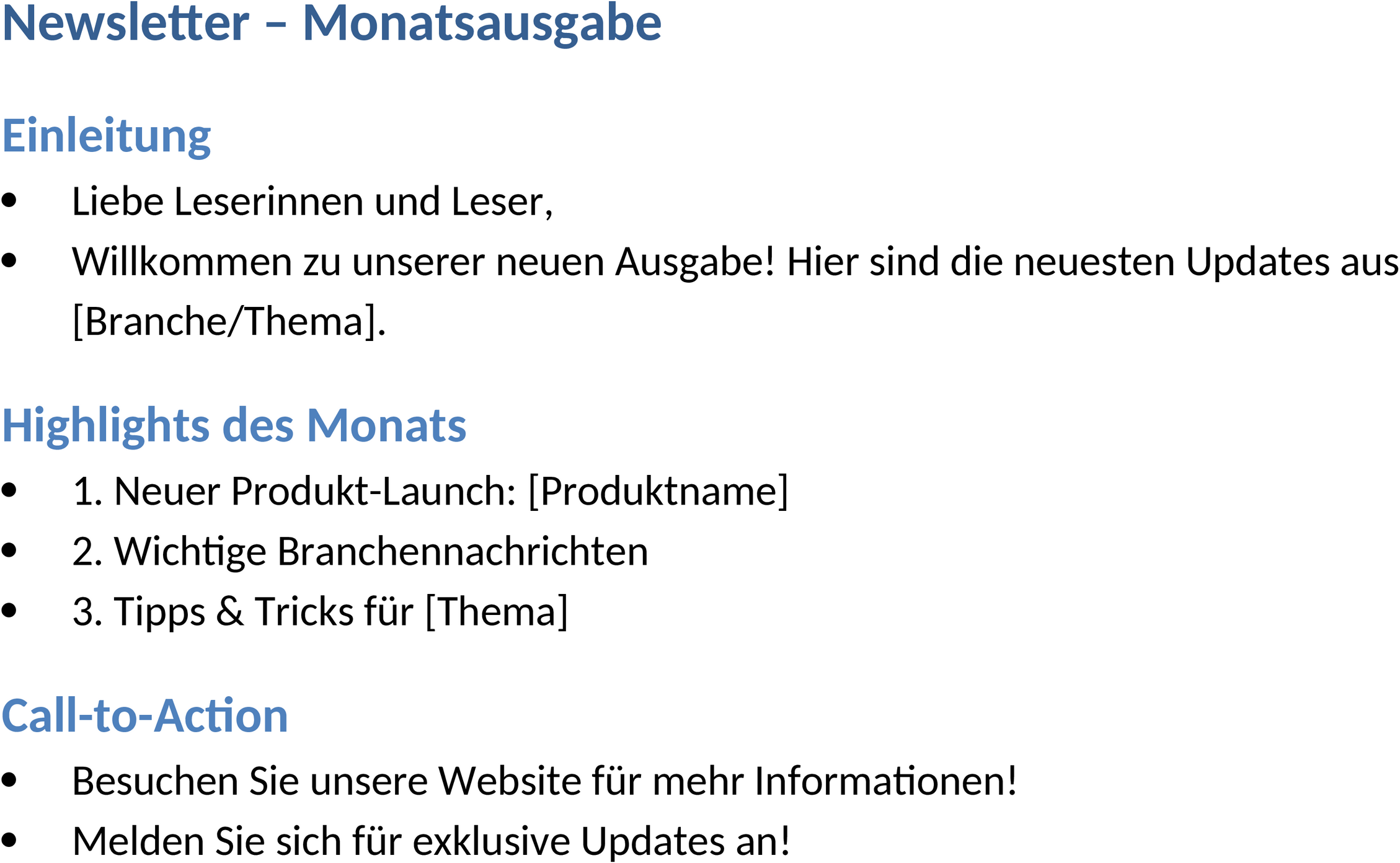 Word-Vorlage Newsletter