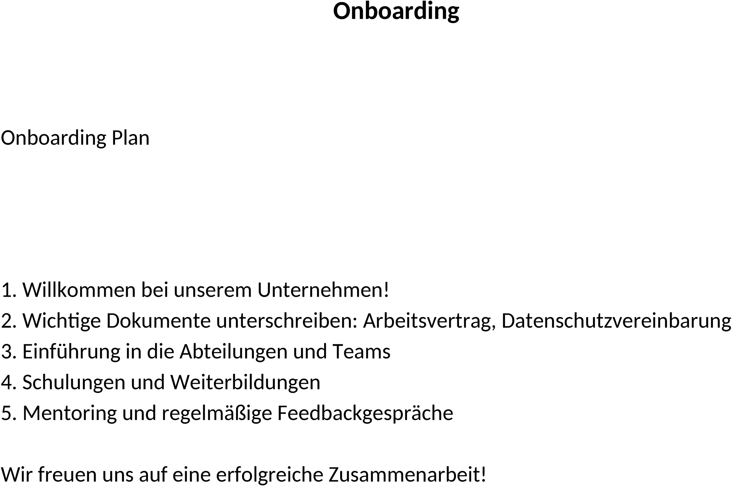 Word-Vorlage Onboarding-Prozess