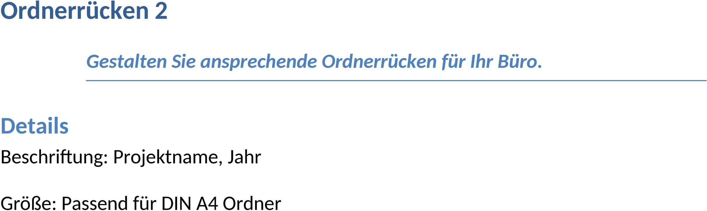 Word-Vorlage für Ordnerrücken